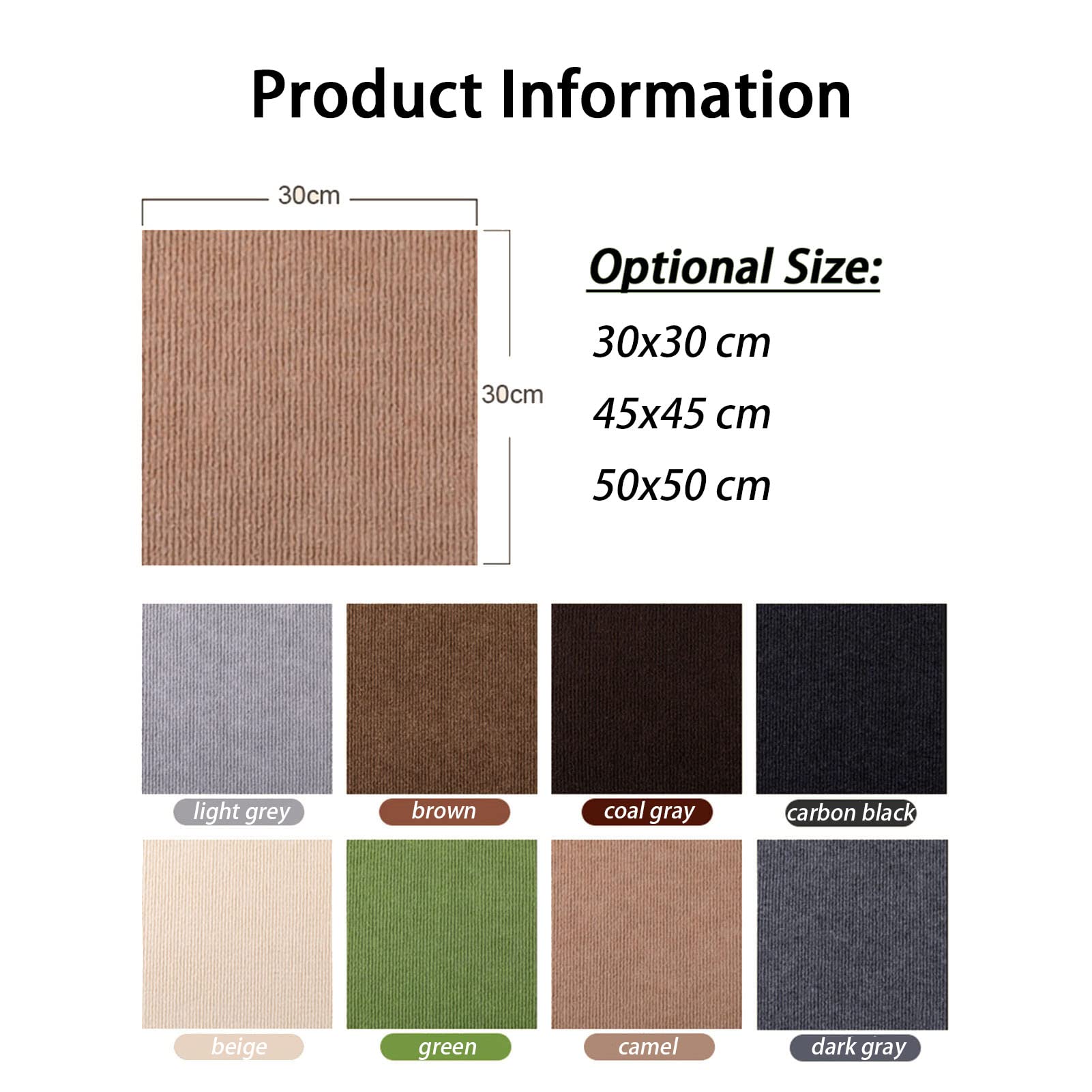 Dalles de moquette à coller, Dalles de moquette auto-adhésives, 10 pièces, multicolores, 30-50cm, antidérapantes, peelstick, sans couture, résistantes à l'usure(Green,45x45cm)