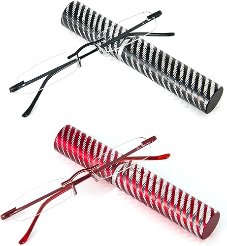 Miniatura 8 de DXYXYO Mini lentes de lectura sin montura para mujeres y hombres, paquete de 2 lectores de metal compactos de bolsillo delgado con estuche portátil