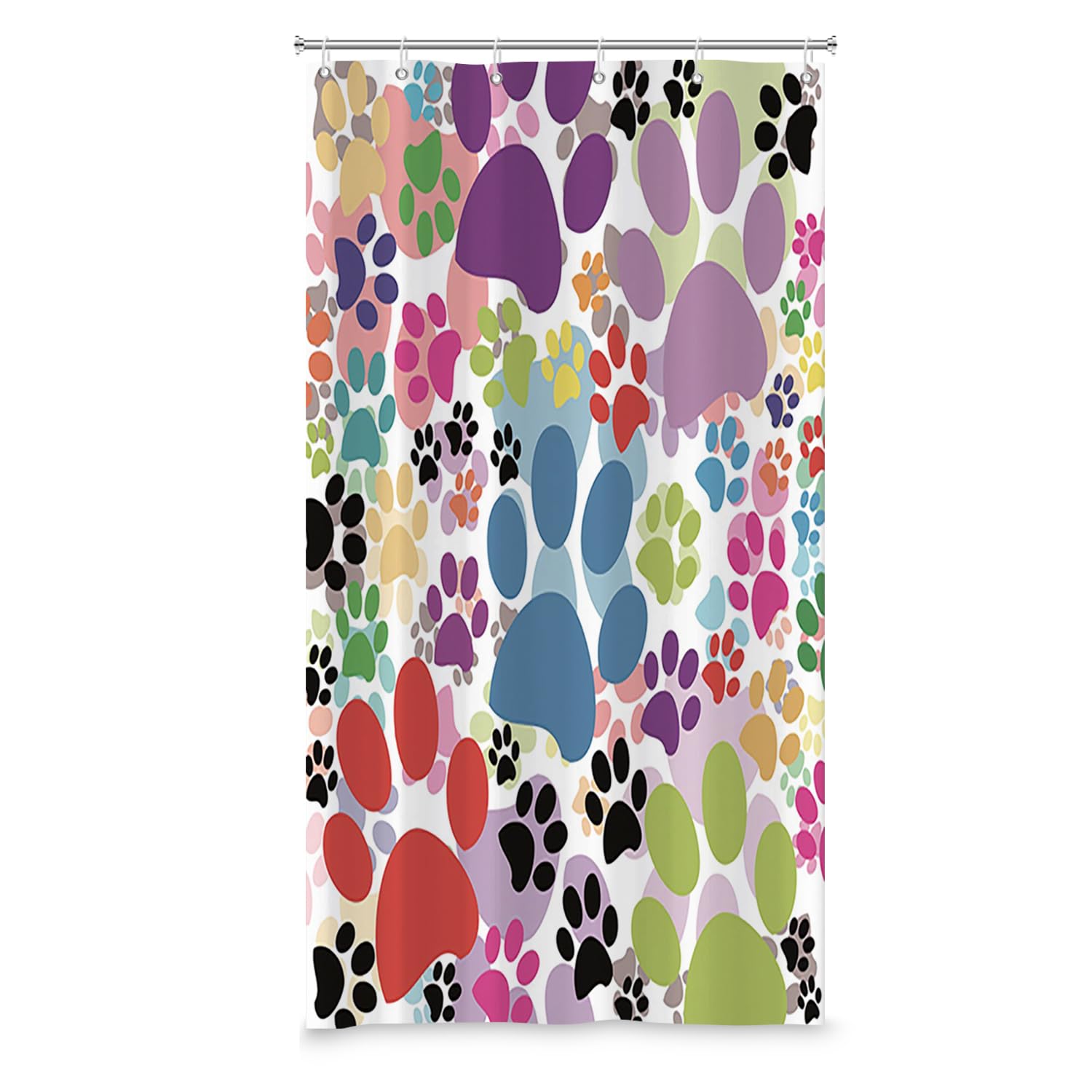 SDOTPMT 36x72 Inch Multicolor Cat Pawprint Shower Curtain Pet Lovers Cute Animal Dog Paw Watercolor Modern Chic Abstract for Child Gift Bath Curtain Fabric Polyester Bathroom Curtain With Hooks - Image 4