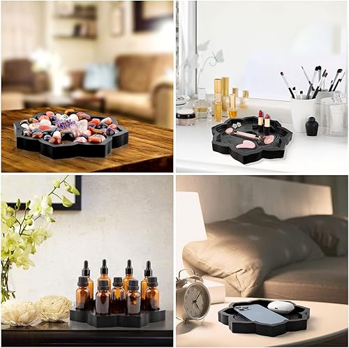 Miniatura 7 de Bandeja de cristal Lotus, quemador de incienso de madera para palo/cono, soporte para exhibición de piedras preciosas, organizador para rocas,