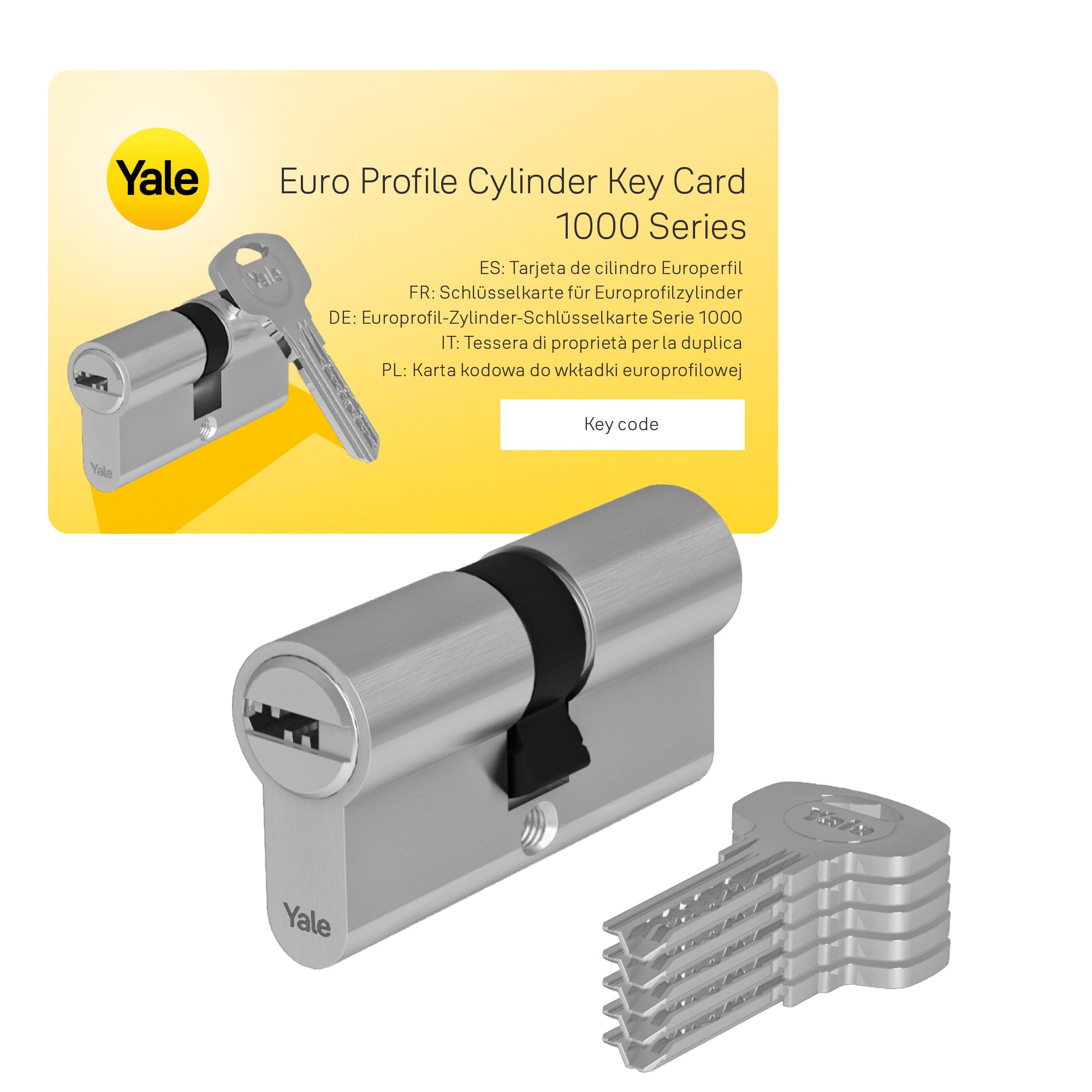 Yale 10-1802-4550-00-2201 1000 Series Plus Cylinder-Double-45/50-Satin Euro Profile Cylinder, Satin Nickel - Image 2