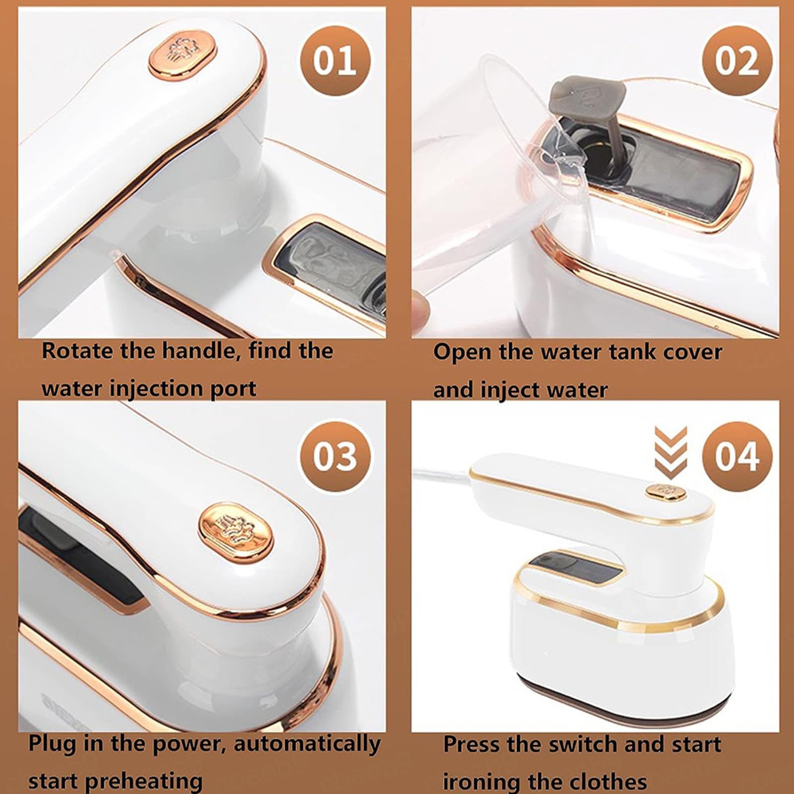 Mini Ferro da Stiro da Viaggio, Ferro da Stiro Portatile 1000w con Base in Titanio,Manico Pieghevole, Miniferroda Stiro Stiratura Rapida per Affari,Viaggi,White