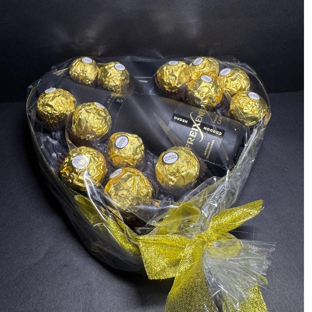 Donda's House® Bombones FERRERO. Cesta Kinder. Regalo original San Valentin. Ferrero Rocher. Bombones Ferrero Rocher. Regalo pareja. Regalos originales mujer, San Valentin, cumpleaños, aniversario.