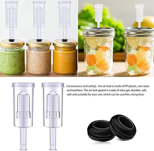 Miniatura 6 de U/D Juego de esclusa de aire de 3 piezas, ojal hermético, vinificación de fermentación, chucrut kimchi de fermentación, ojales de silicona para