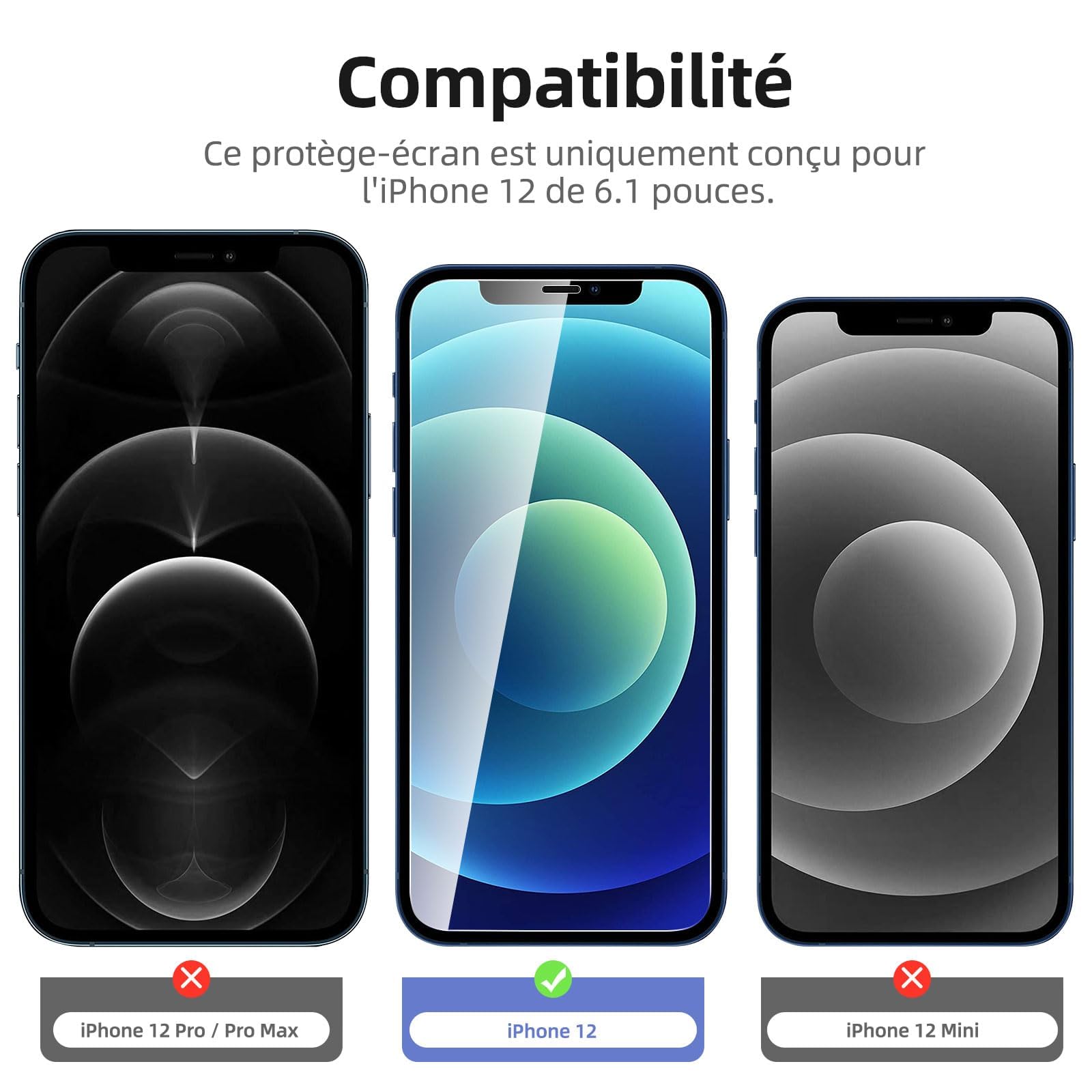 UEEBAI Pellicola Protettiva Per Fotocamera IPhone 12 5,7” - Vetro Temperato 9H, 2 Pezzi, Ultra Sottile E Trasparente, Antigraffio