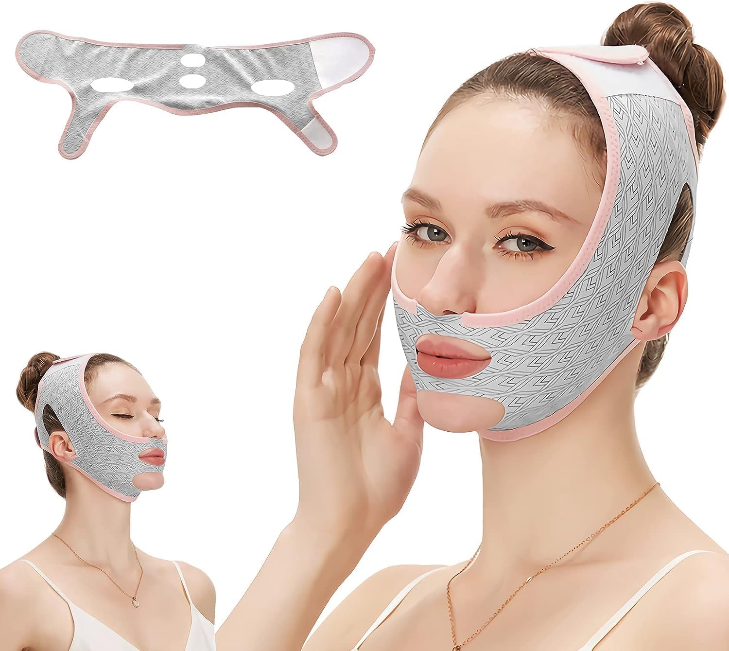 Reusable Double Chin Reducer, Breathable Face Slimming Mask, Soft Face Shaper, Lifting Belt for Women & Girls