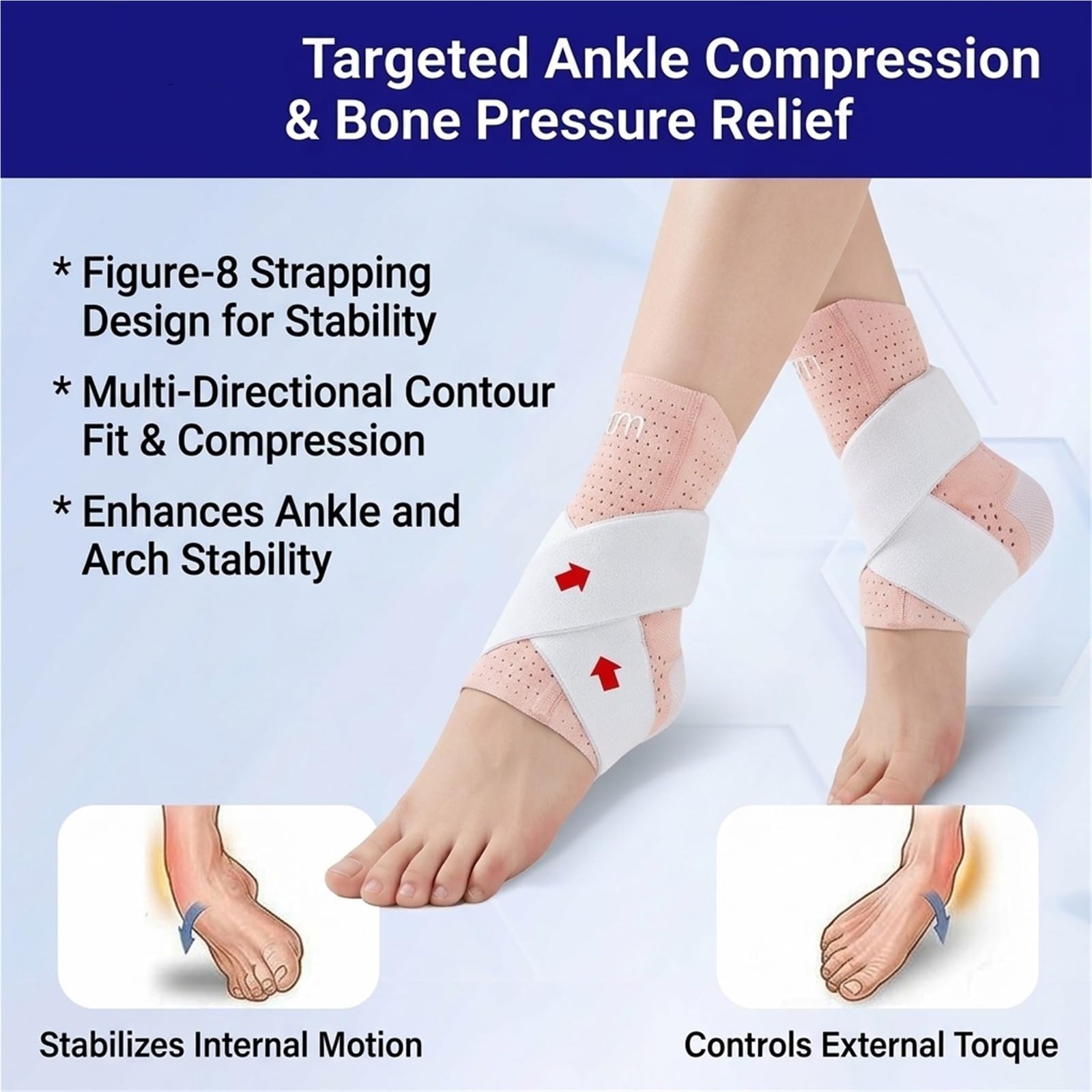 Generisch Sprunggelenkbandage mit Seitenstabilisatoren, mit atmungsaktivem Stoff, für Sport und tägliches Gehen, Modell CJDW1182 (M)
