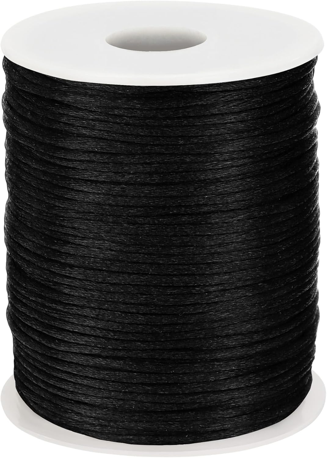 2MM 110 Yards Black Nylon Cord, Wind Chime Cord for Bracelet Necklace Jewelry Making, Satin Nylon String for Beading Thread Rattail Macrame Kumihimo Crafts Chinese Knotting