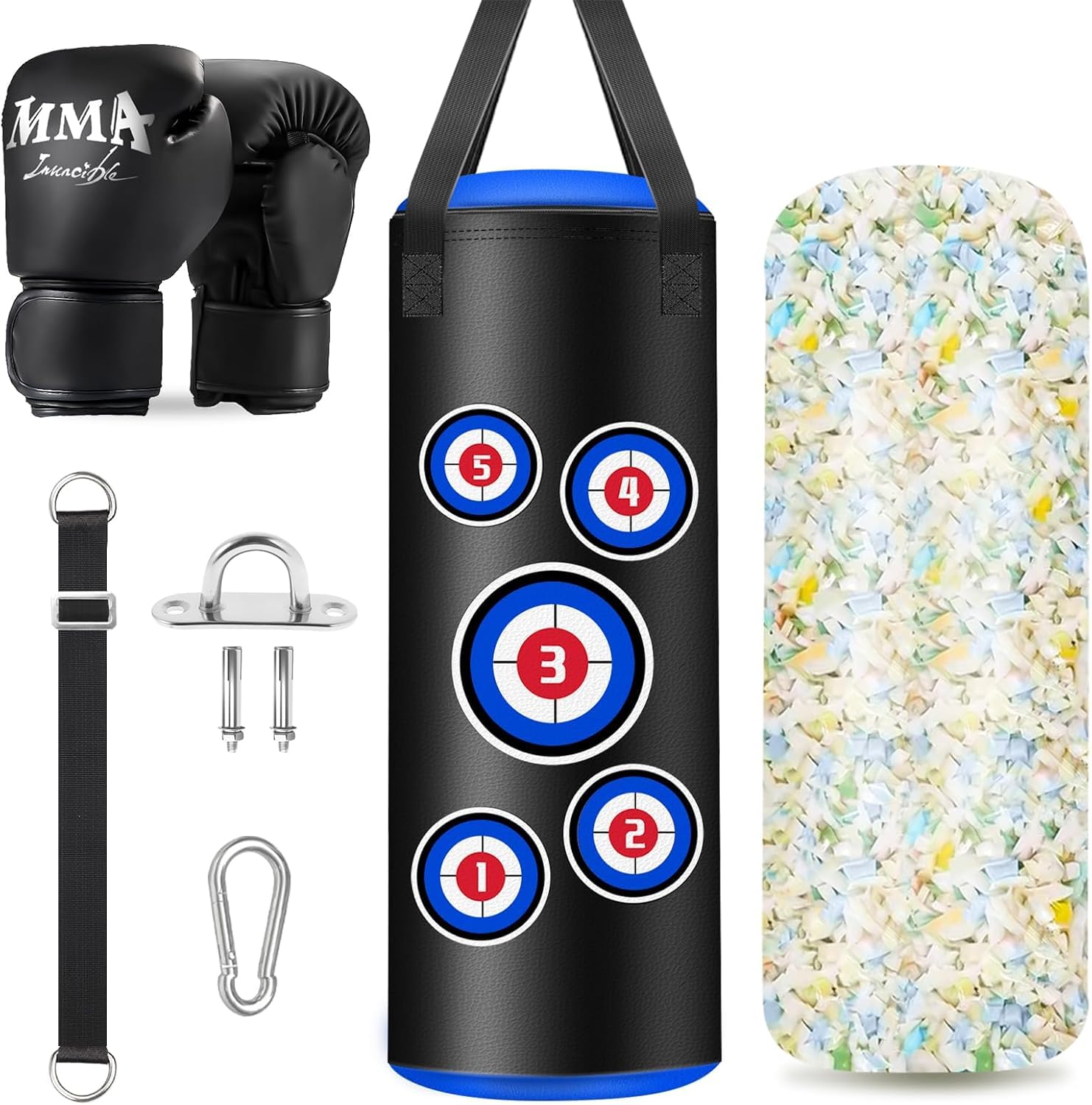 JUOIFIP Opknoping Kids Gevulde Bokszak, 2FT Bokszak Set met Handschoenen, Kettingen en Bevestigingshaken, Microfiber Lederen Zware Tas voor Training Kickboksen Fitness Kinderen Workout JUOIFIP Opknoping Kids Gevulde Bokszak, 2FT Bokszak Set met Handschoenen, Kettingen en Bevestigingshaken, Microfiber Lederen Zware Tas voor Training Kickboksen Fitness Kinderen Workout