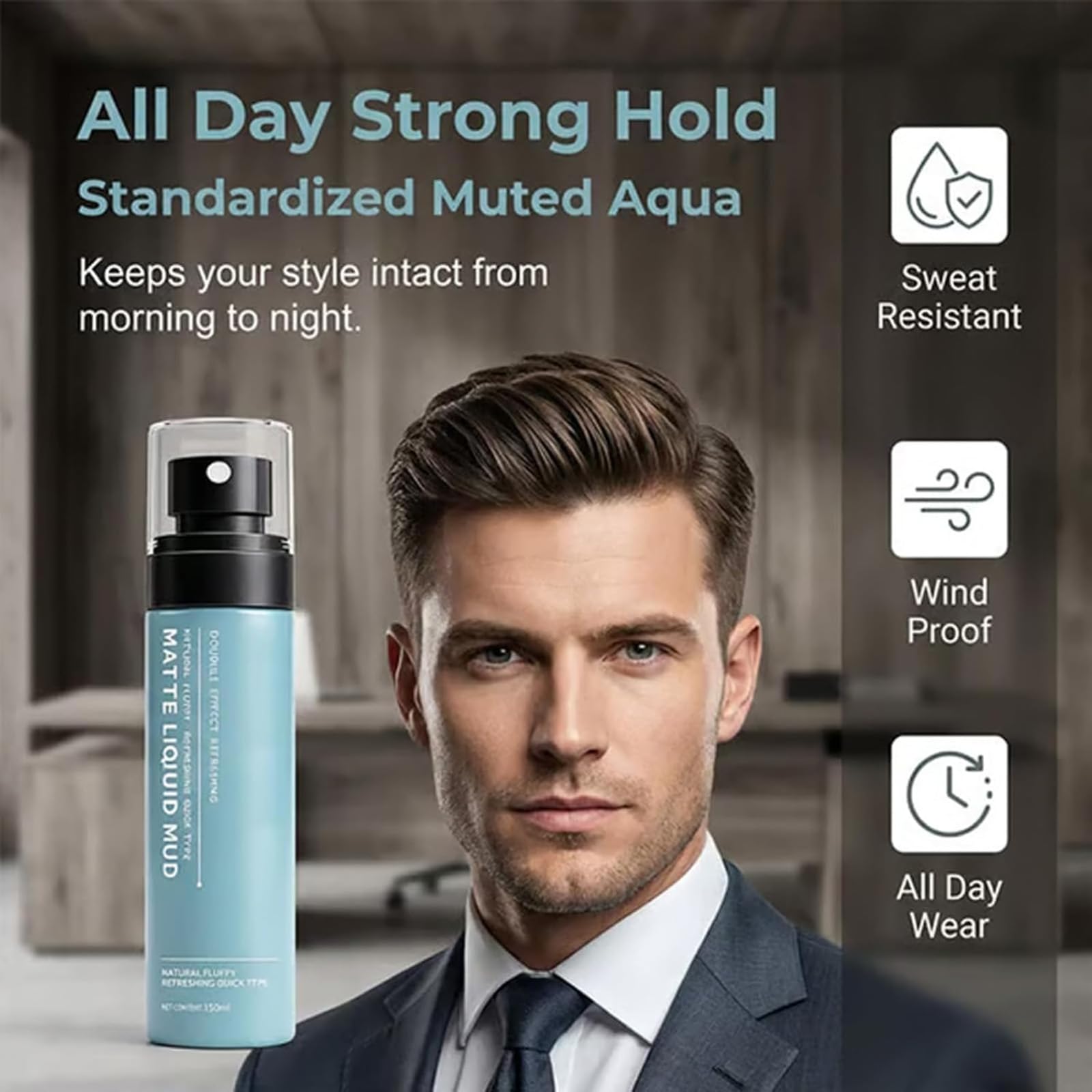 Schnell trocknendes, mattes Styling-Schlammspray für Herren, mattierter Flüssigschlamm, Haarspray für hartes Haar – extra starker Halt, Meersalz sprüht Haartexturierung, sofort flauschiges (5pcs)