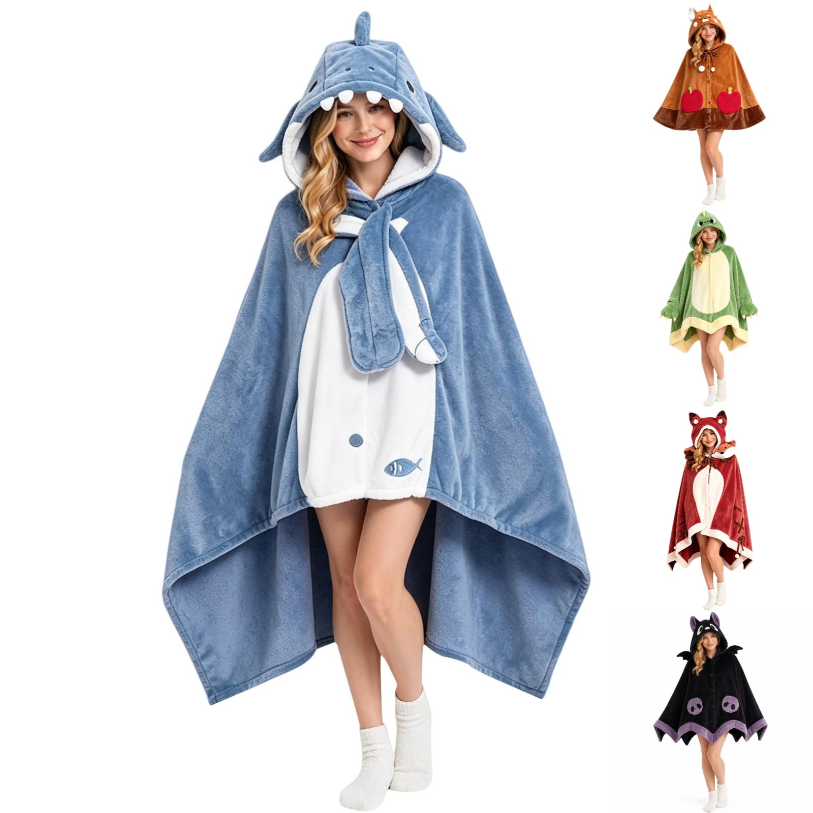 Wearable Hooded Blanket Halloween Costumes Adult Cute Animal Silly Onesie