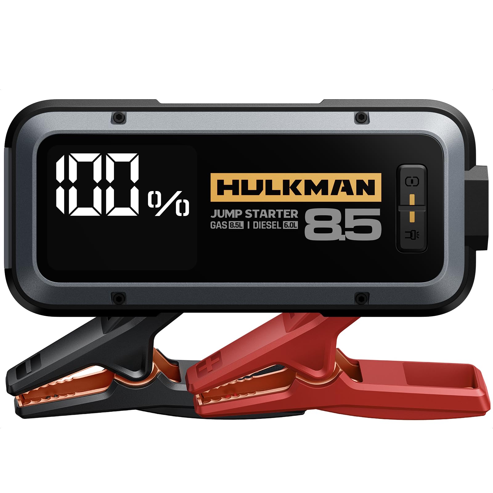 Hulkman Alpha85,Space Gray,2000A 74Wh Smart Jump Starter,12V Portable Car Battery Booster with 3.3" Display,USB-C Power Pack,5-Mode Flashlight,Jumper Cables for up to 8.5L Gas/6.0L Diesel