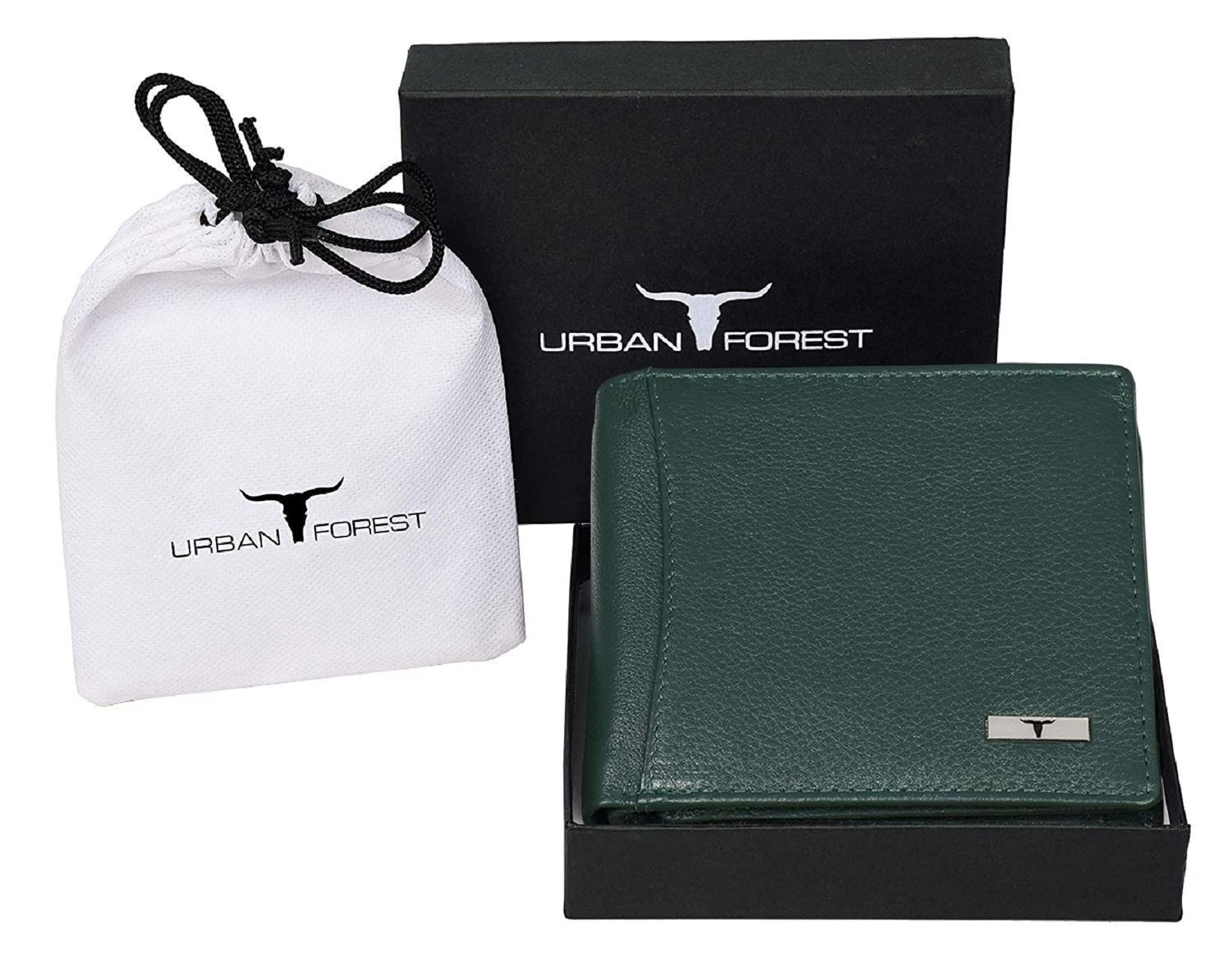 URBAN FOREST Oliver skórzany portfel dla mężczyzn, Zielony z uchwytem na karty, Etui na karty