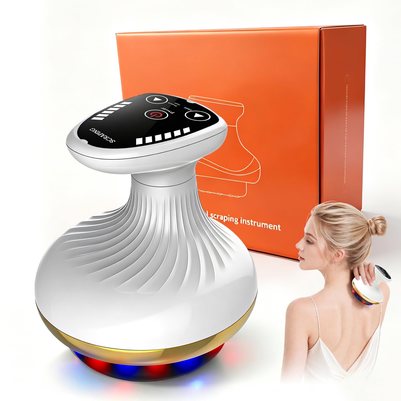 Vacuvia Cellulite Massager,4-in-1 Vakuum Massagegerät gegen Cellulite für straffere Haut,Verbesserte Durchblutung&Professionelle Tiefenmassage mit Wärmetherapie&LED-Licht, Anti-Cellulite Massagegerät
