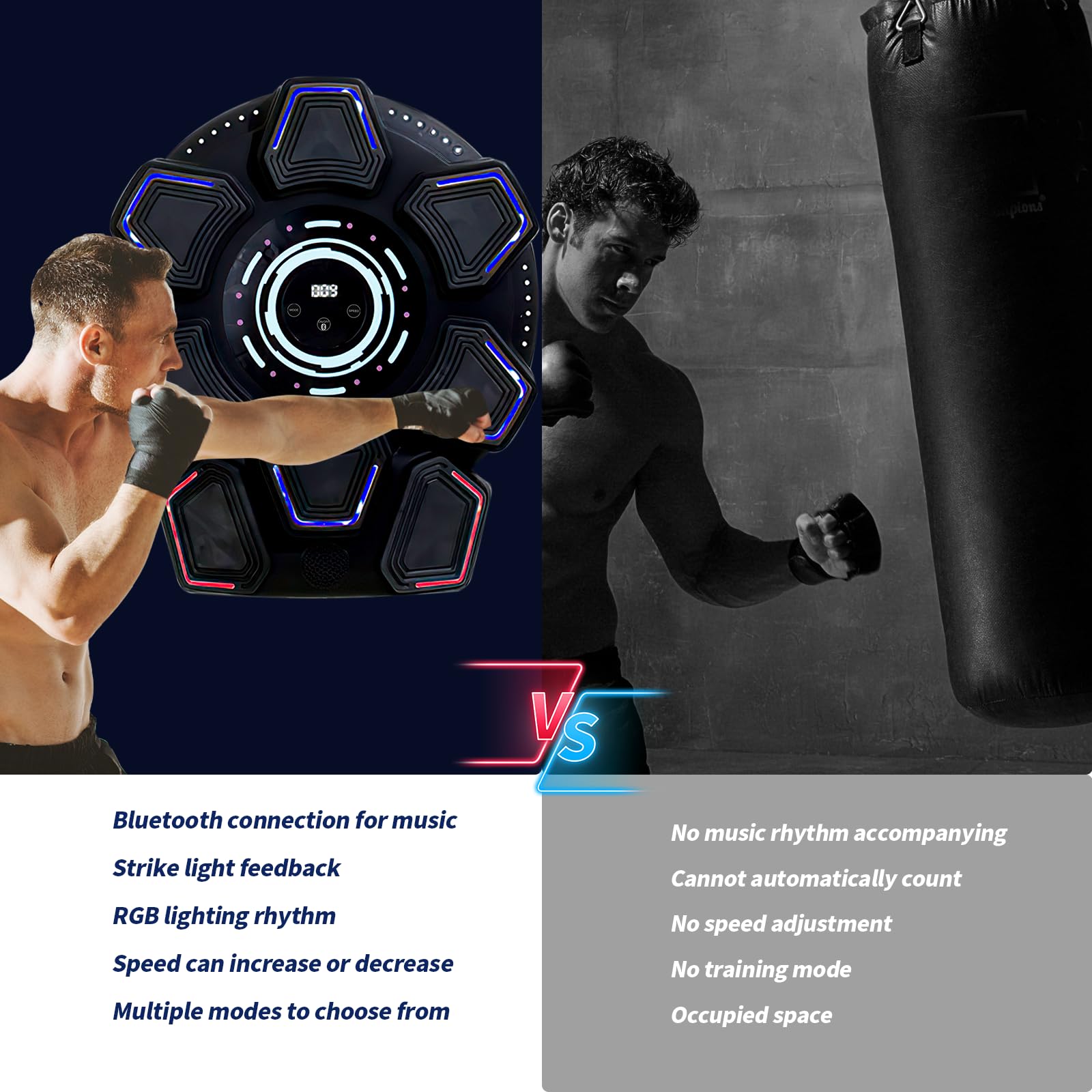 Music Boxing Machine für Erwachsene, Wandmontierte LED Licht Bluetooth Musikboxing Maschine