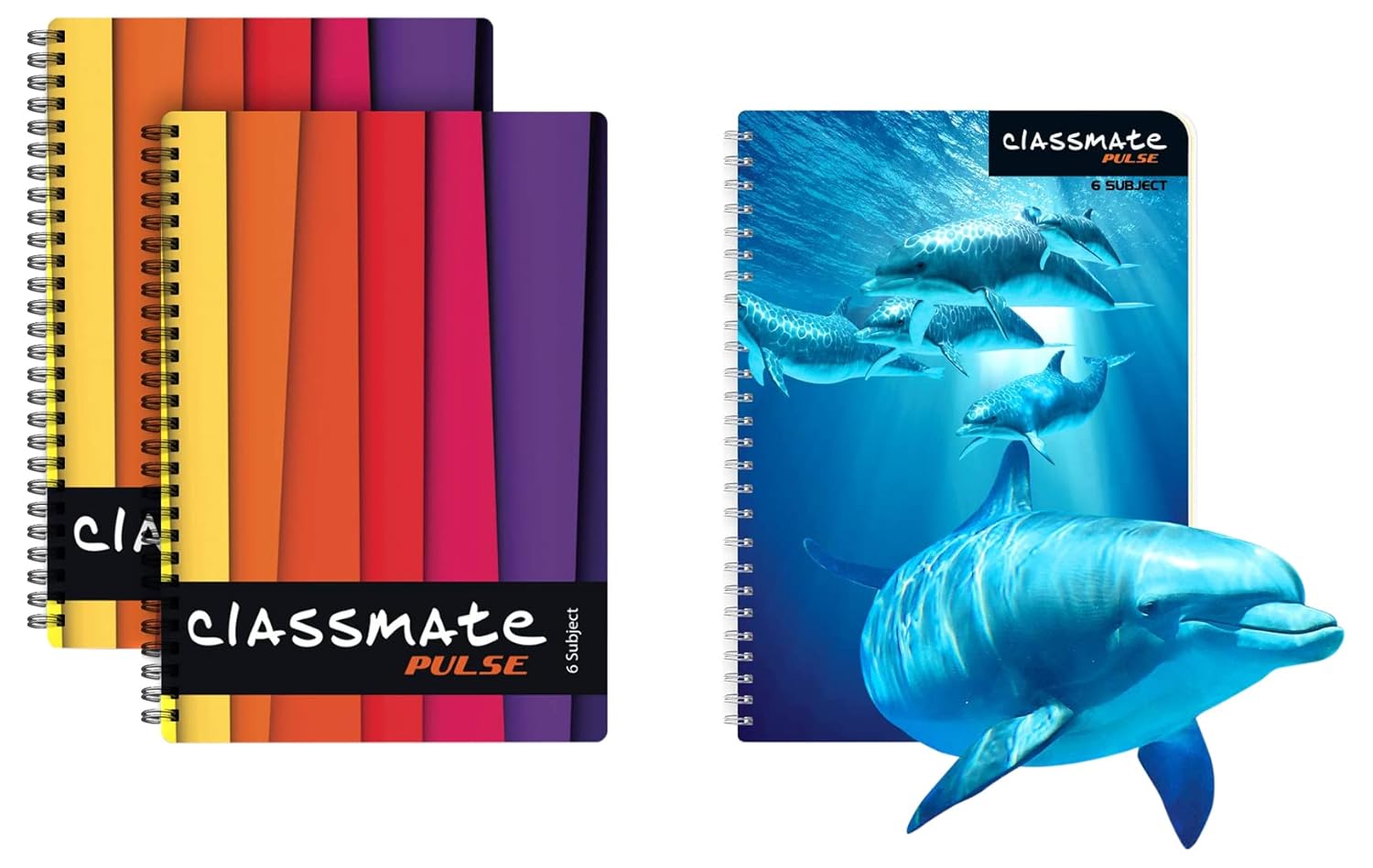 Classmate 6 Subject Notebook, Single Line Pulse 6 Subject 3D Spiral