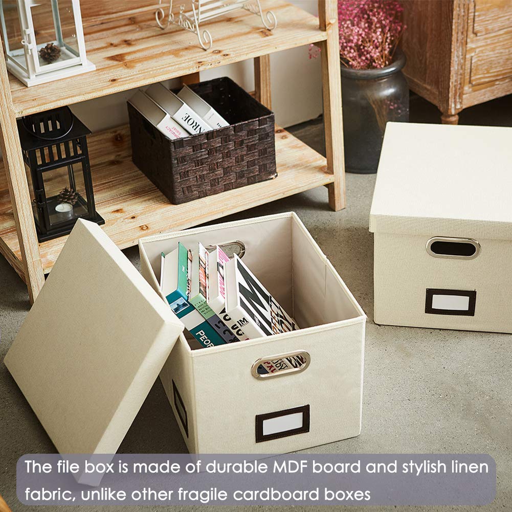 SUPERJARE File Box for Hanging Files, Set of 2, Storage Office Box with 60 lbs Weight Capacity