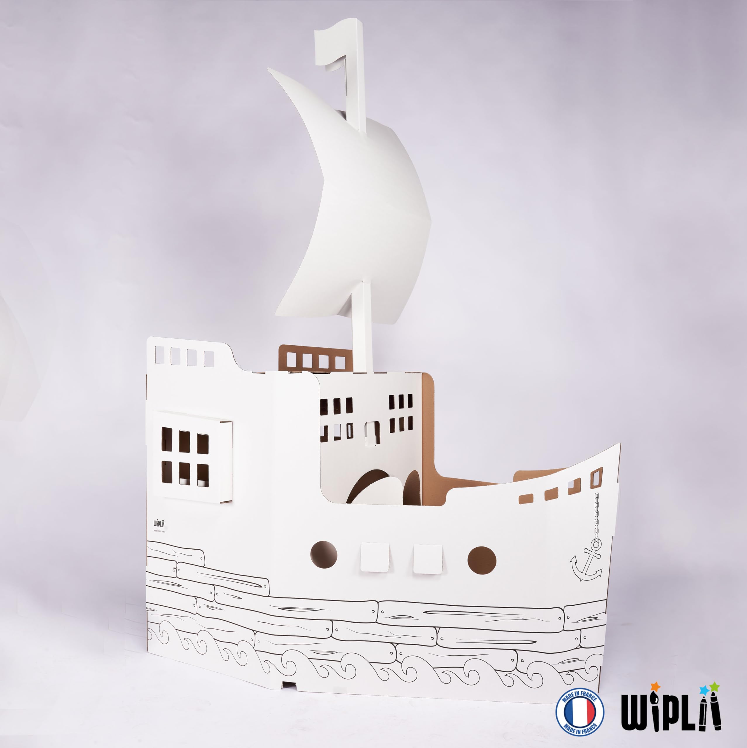 Barco pirata de cartón – Juego gigante: 1,50 x 78 x 2,11 – Juego a partir de 3 años – Ideal como regalo de cumpleaños, Navidad o decoración