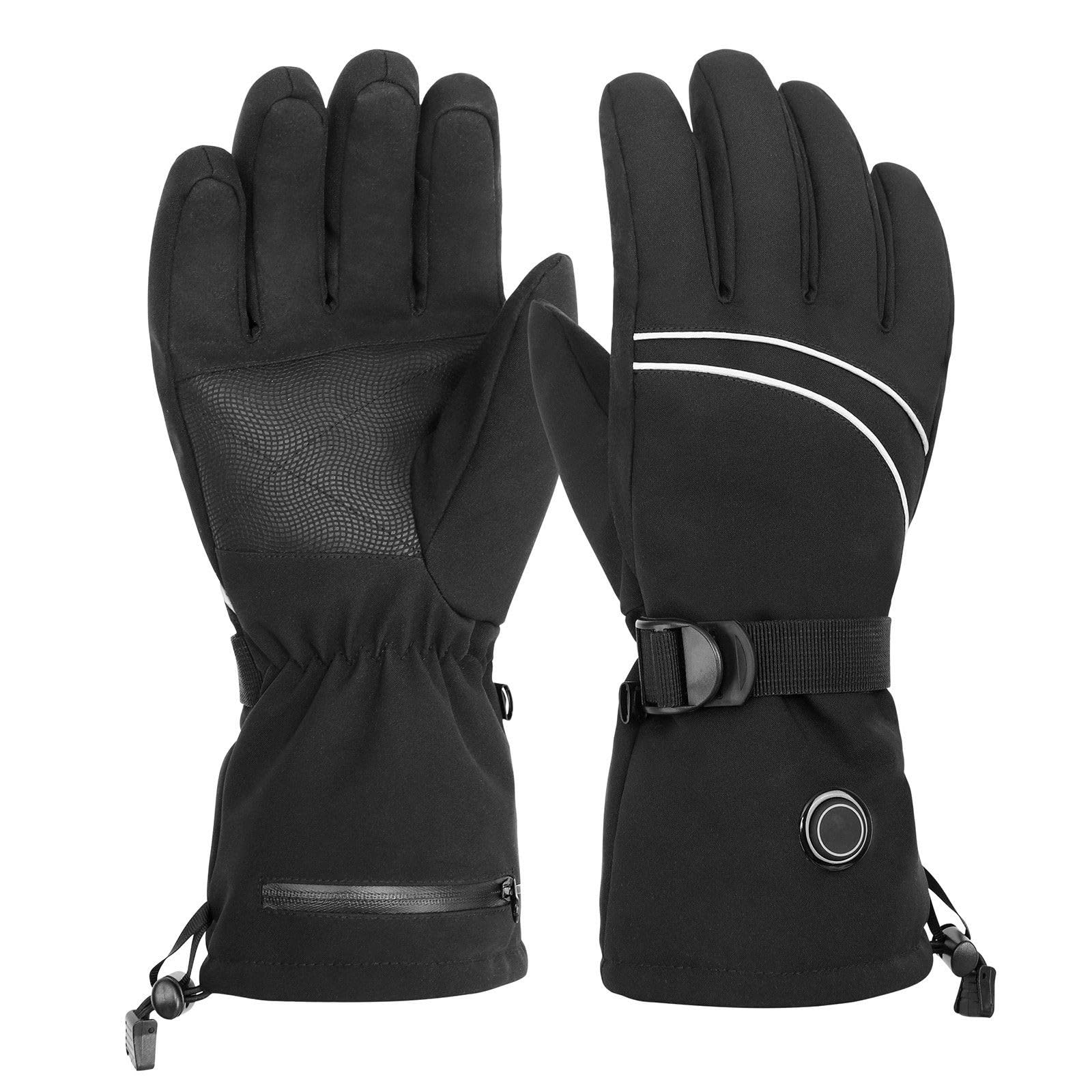 Guantes térmicos de invierno para hombres y mujeres, termostato automático y pantalla y para todo tipo de actividades al aire libre, senderismo, pesca, esquí, camping, guantes para mujer (negro, talla