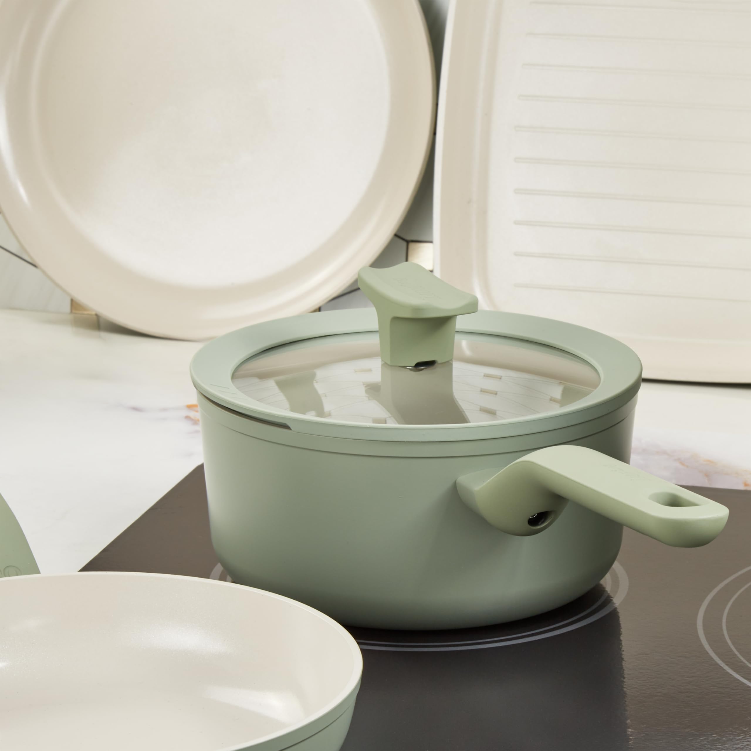 Berghoff - Pentolino con coperchio antiaderente Balance Sage 18cm