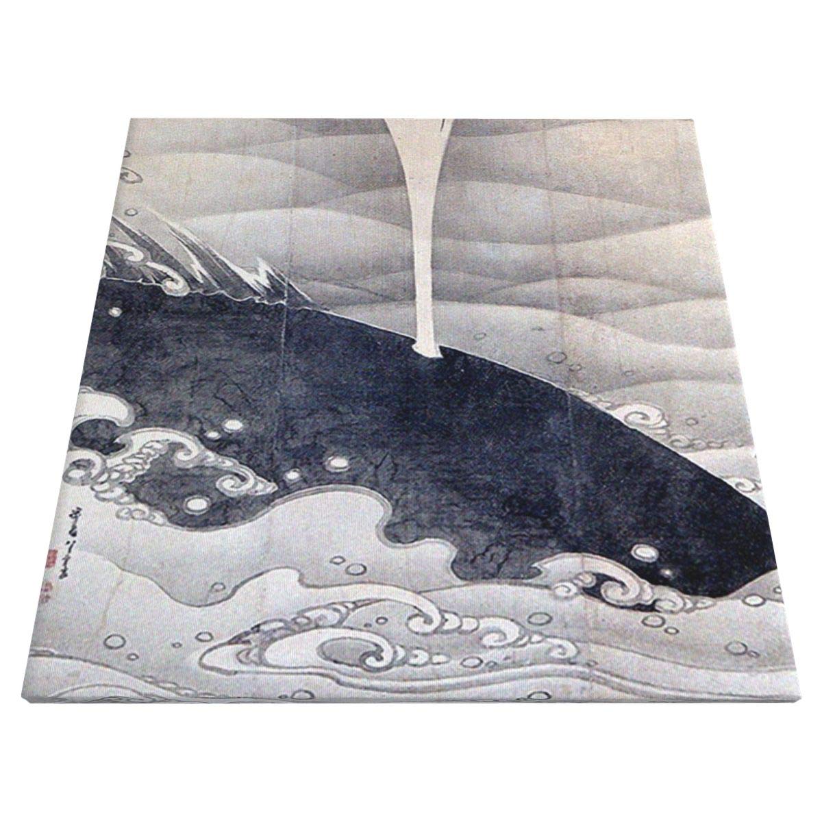 Amazon｜絵画 フレーム装飾画 伊藤若冲 象と鯨図屏風（鯨