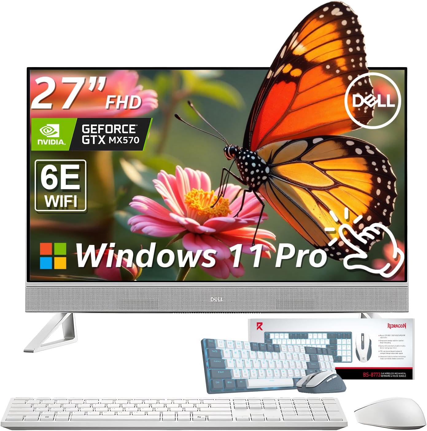 Dell 27″ Touchscreen All-in-One Desktop Computer PC for Business, Intel Core 7 150U, 32GB DDR5 RAM, 1TB SSD, FHD IPS Display, NVIDIA GeForce MX570A, Wins 11 Pro, Wi-Fi 6E