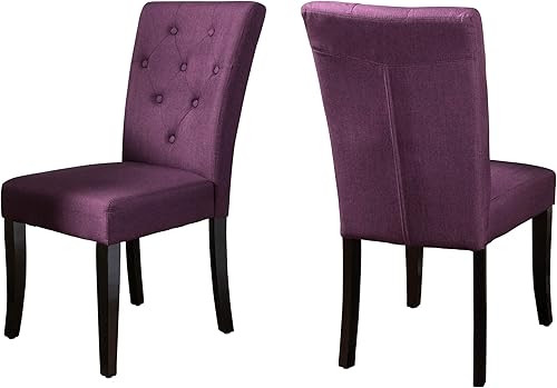 Christopher Knight Home Silla de comedor de tela Nyomi, morado oscuro (paquete de 2)
