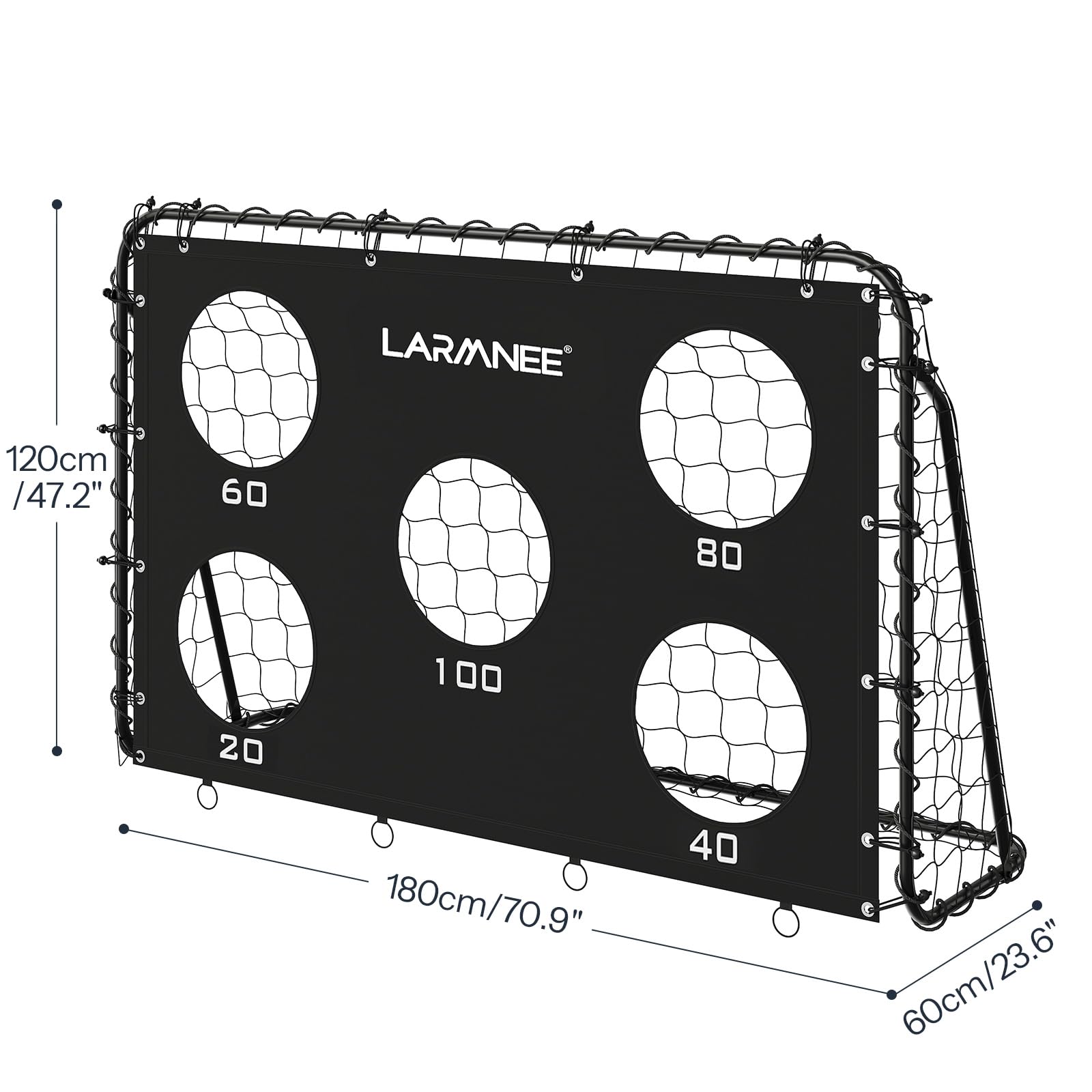 LARMNEE But de Football, Cage de Foot avec Mur Cible pour Enfant et Adulte, But de Football résistante aux intempéries, Mur Cible Amovible avec 5 Trous