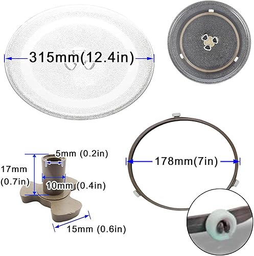 Miniatura 10 de Reemplazo de placa giratoria de vidrio para microondas, diámetro redondo de la placa de vidrio de la microonda 9.646 in, 10.039 in, 10.630 in,