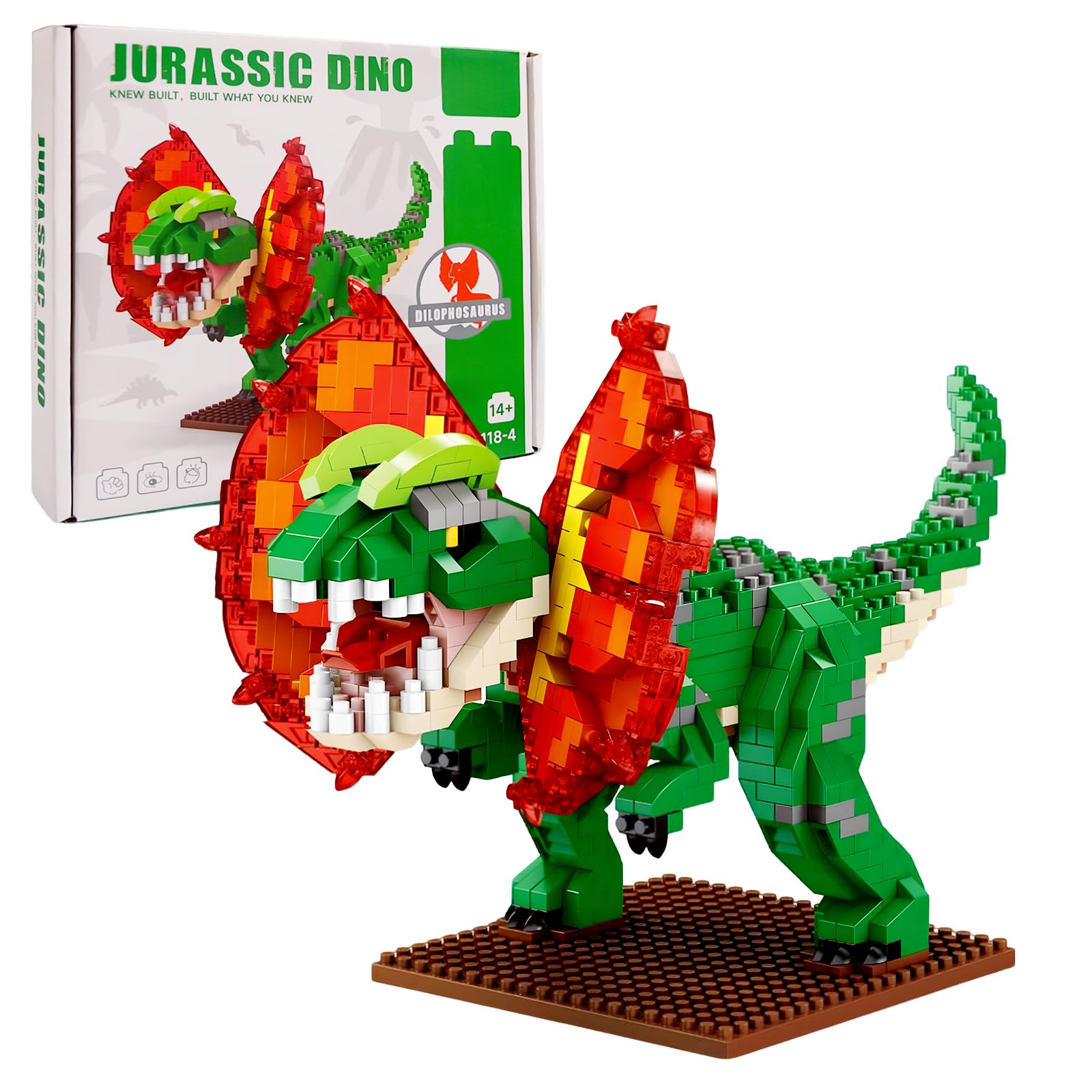 outtshop Dinosaur Dilophosaurus Building Toy Set, 1010 Pcs Dinosaur Mini Blocks Toy, Creative Building Ideas for Boys and Adults