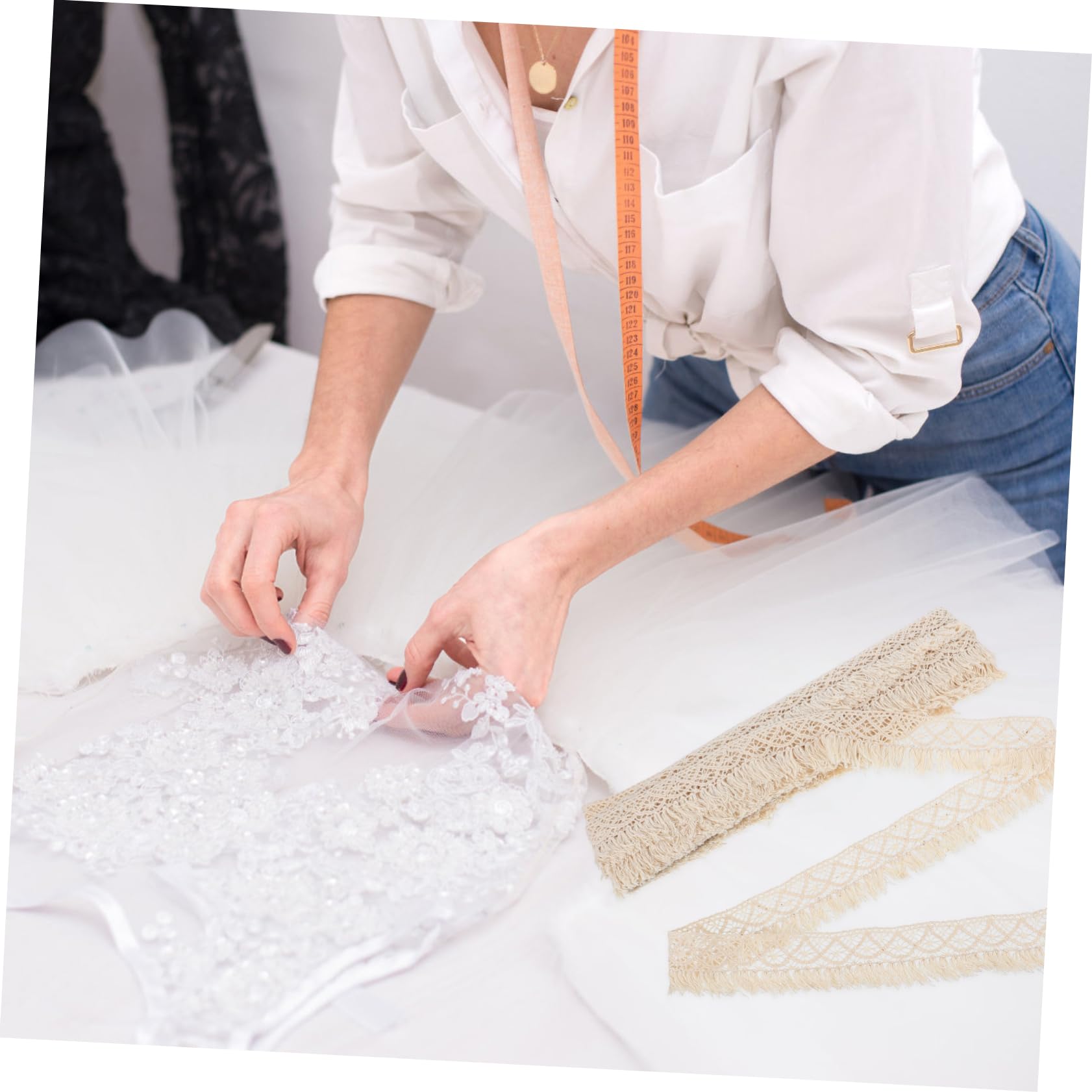 STOBOK 2stücke Tassel-spitzenborte Aus Breit Für Hochzeitskleider -projekte Und Dekoration Von Feiern Und Veranstaltungen Yards Naturweiß