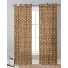 Vintage Rattan Sheer Curtains 84 Inches Long 2 Panel Set, Minimalist Abstract Wicker Texture Brown Light-Filtering Semi Sheer Drapes Window Curtains for Living Room/Bedroom 52x84x2