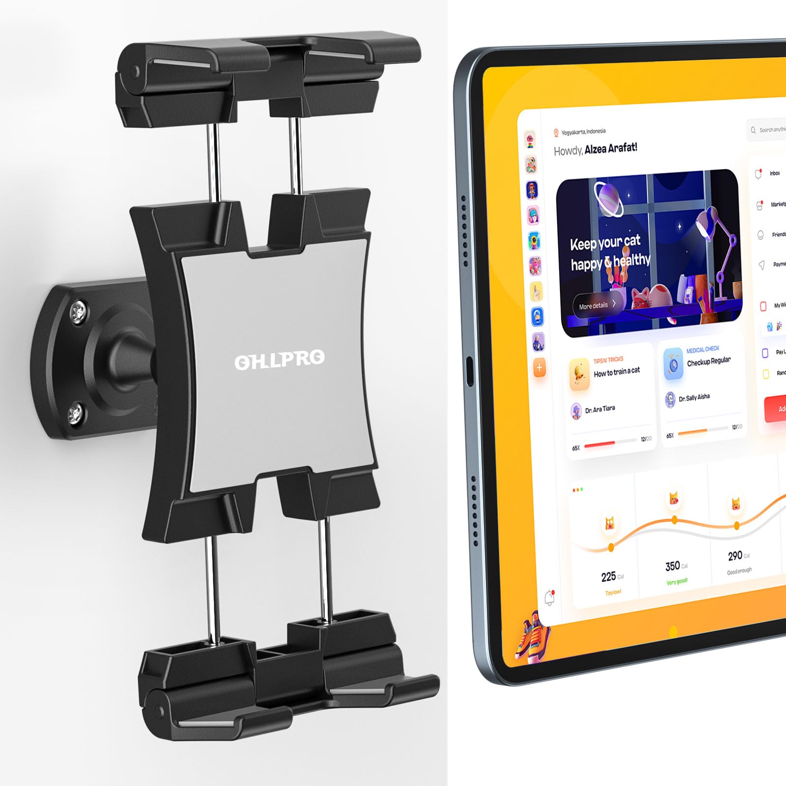 OHLPRO Tablet Wall Mount Holder, 360° Rotating iPad Wall Mount Holder with Drill Screw Base,Compatible with 4.7"-12.9" Devices Including iPad Pro, Mini, Air, Samsung, Kindle, Galaxy Tab