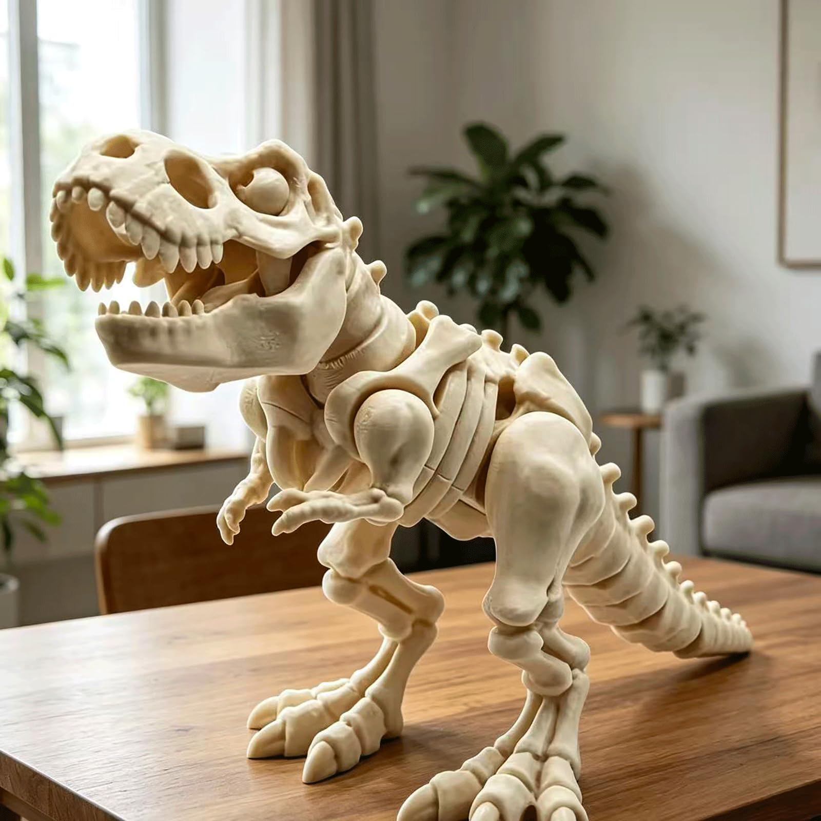 Szkielet dinozaura z nadrukiem 3D, 45 cm, elastyczny, z nadrukiem 3D, ruchomy, na biurko, regał lub do biura