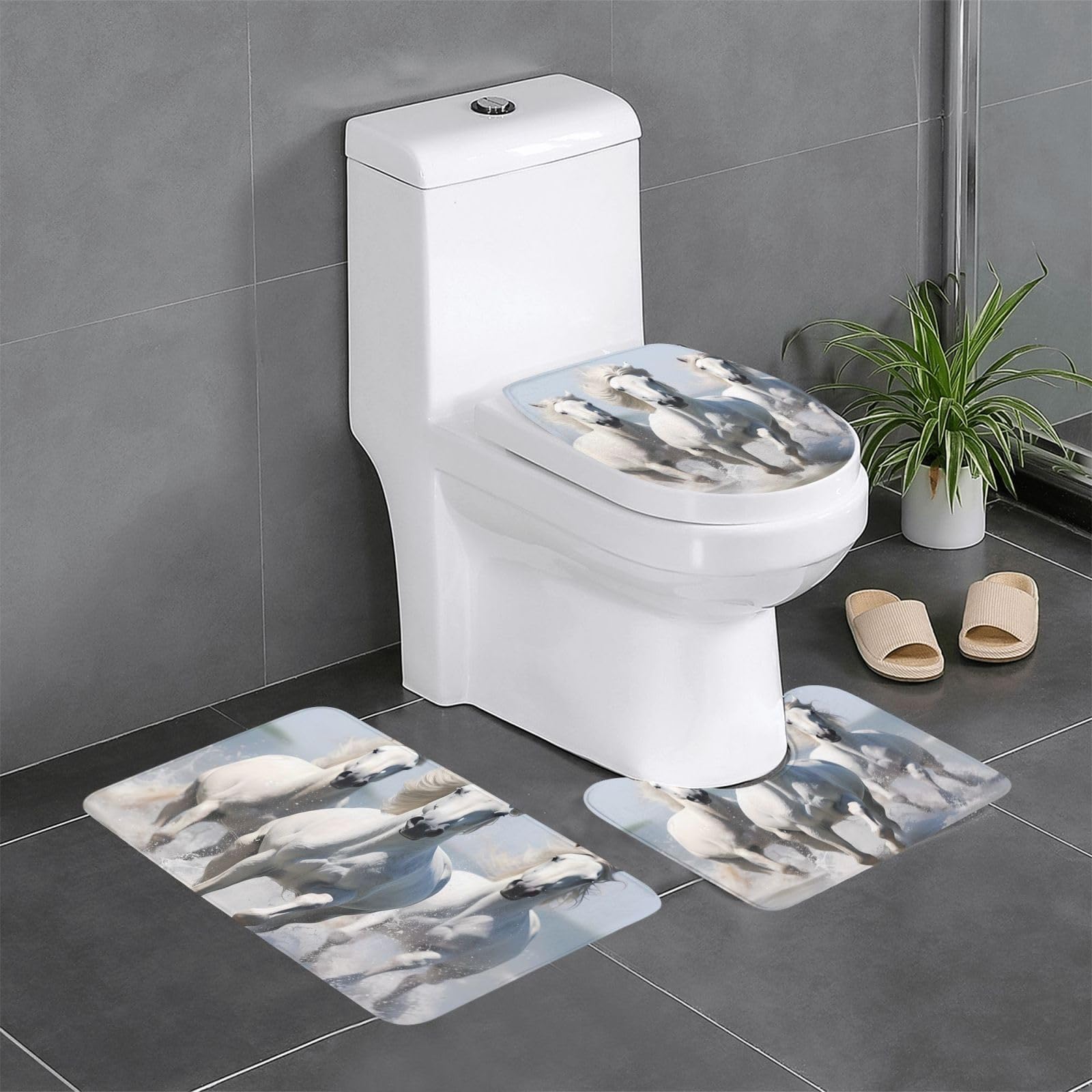 Tapis de bain à séchage rapide antidérapant lot de 3 chevaux