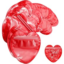 100 Pcs 4x4 Inch Heart Shaped Resealable Bags, Red | Transparent Reusable Ziplock Plastic Bags for Jewelry Candy Party Small Business Gift
