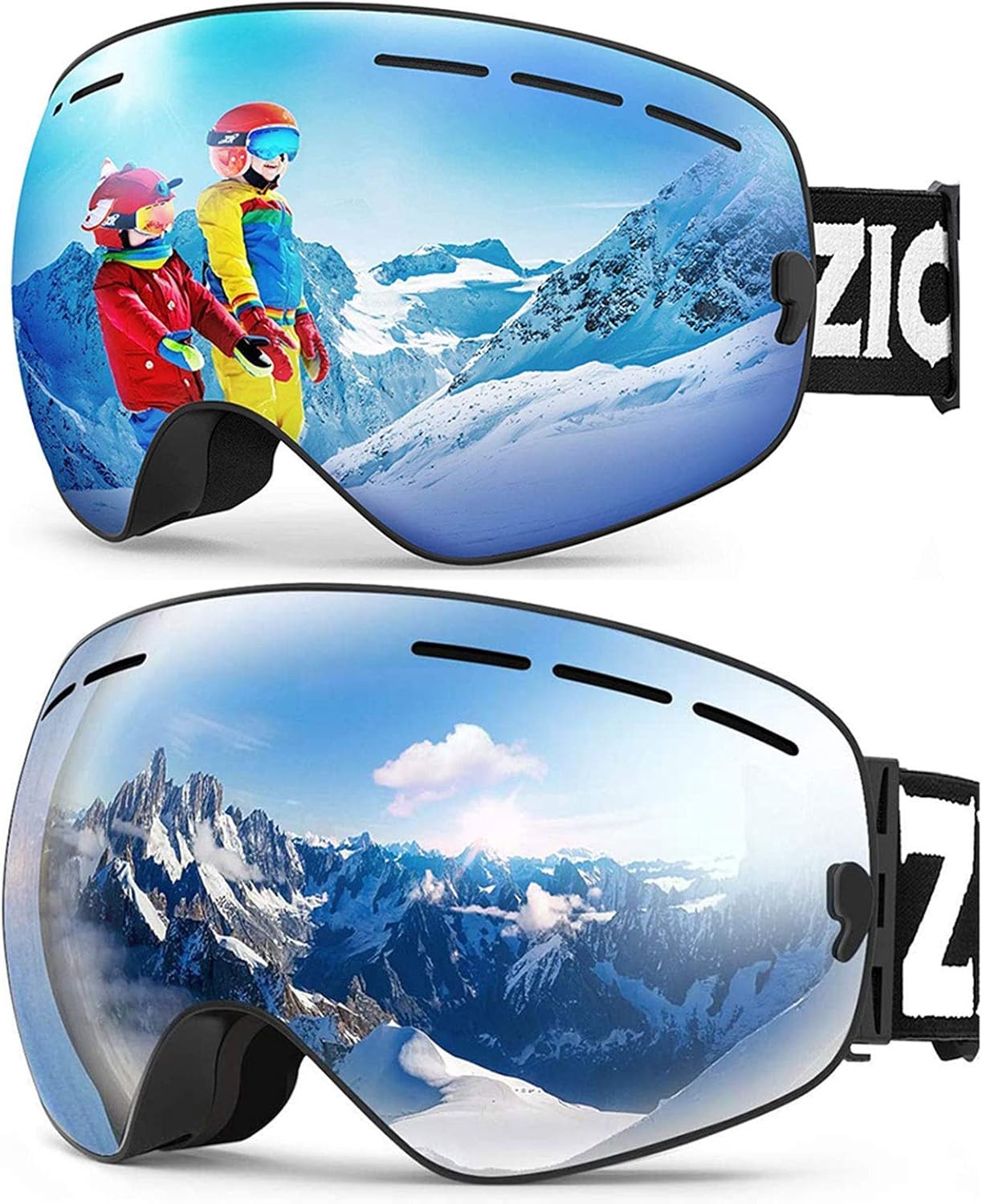ZIONOR X Adult Ski Goggles with X kids Ski Goggles
