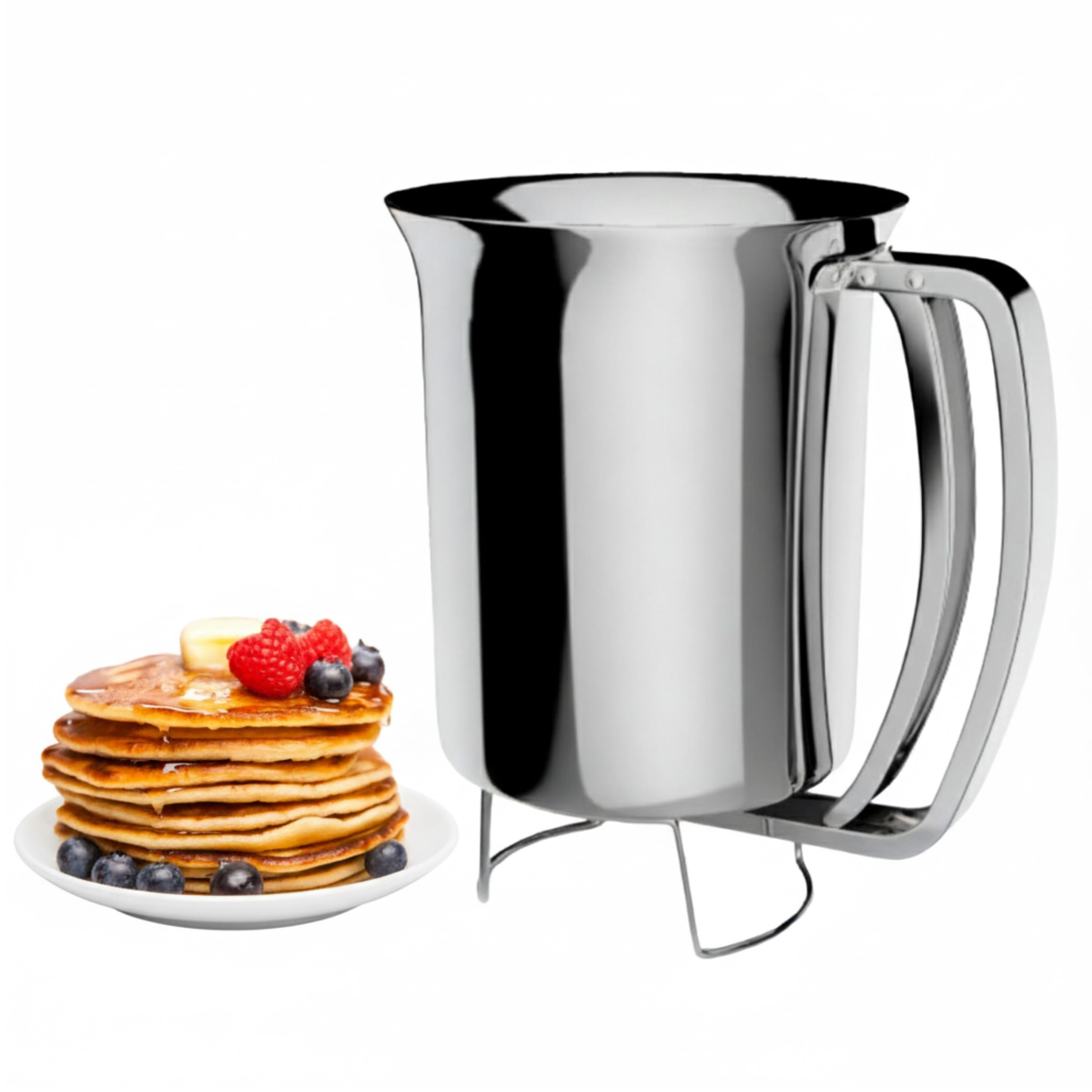 Classic Cuisine Pancake Teig Gourmet Ausgießer aus Edelstahl, perfekt zum Backen von Cupcakes, Waffeln, Kuchen und Muffins, kein Tropfen, 10,8 x 15,9 x 12,7 cm, silberfarben