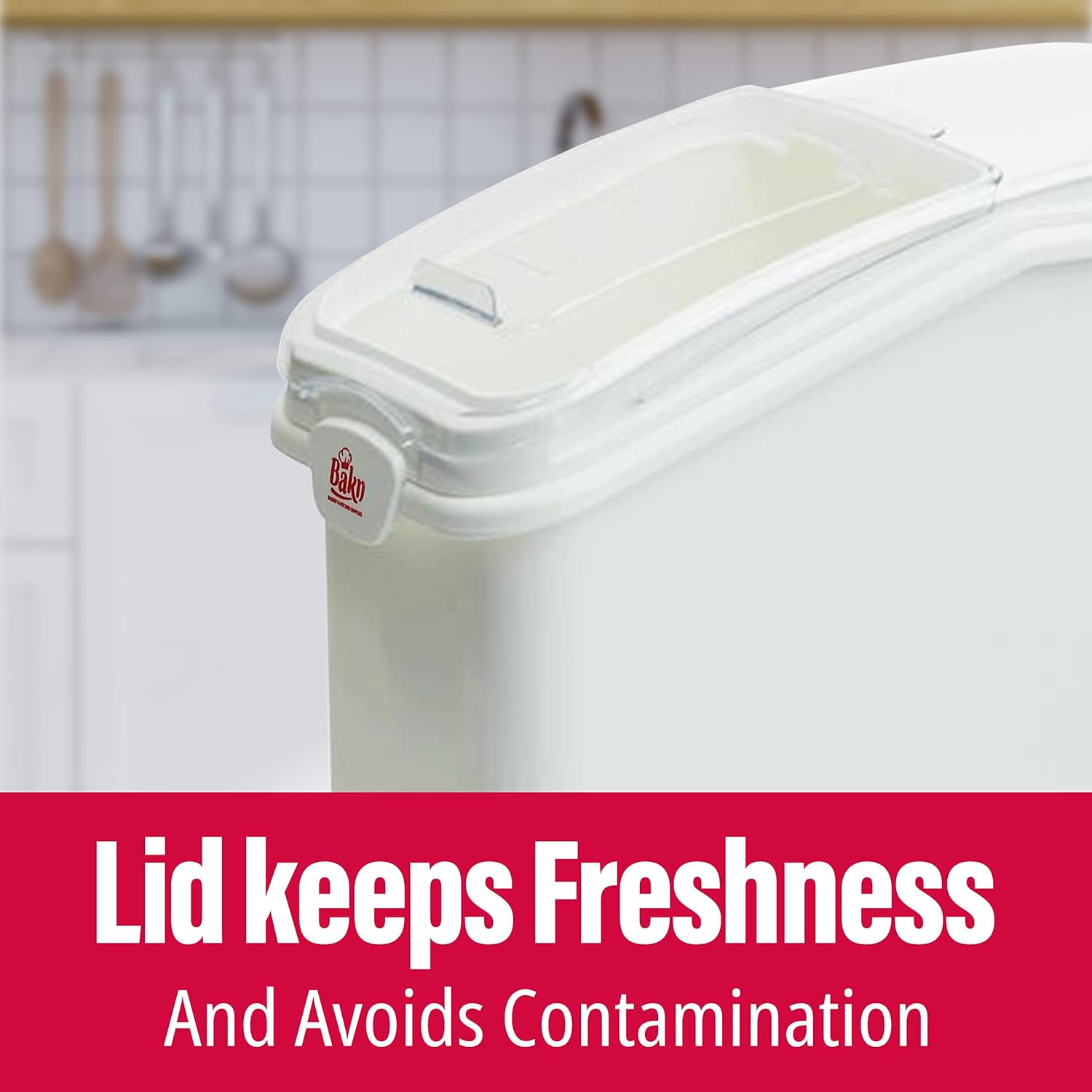 White Wheeled 21 Gallon Durable Mobile Ingredient Bin with Scoop