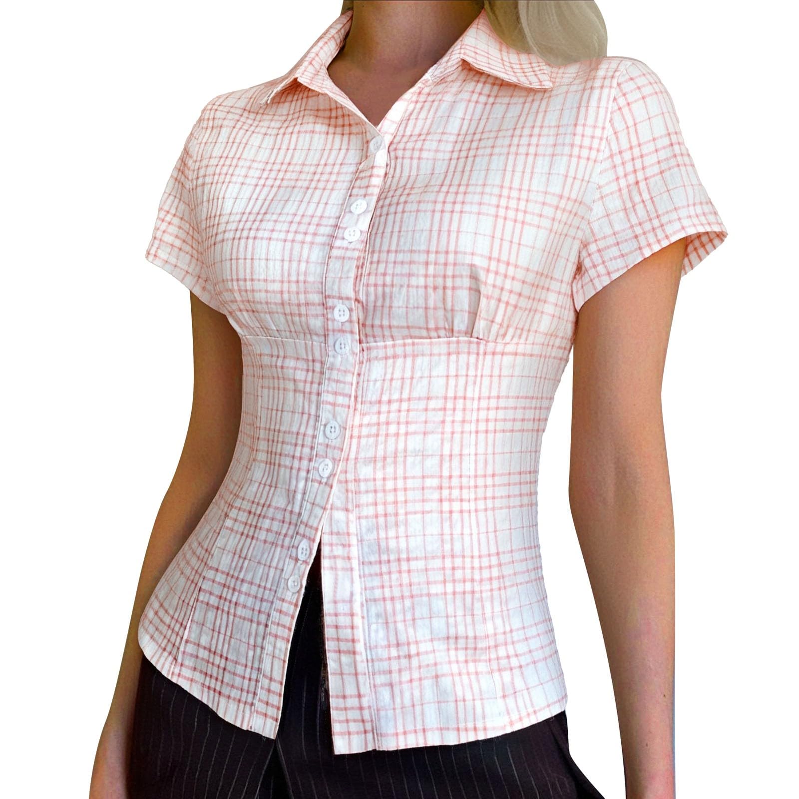 Blusas de manga corta fluidas antirroces y confort opaca de verano 8