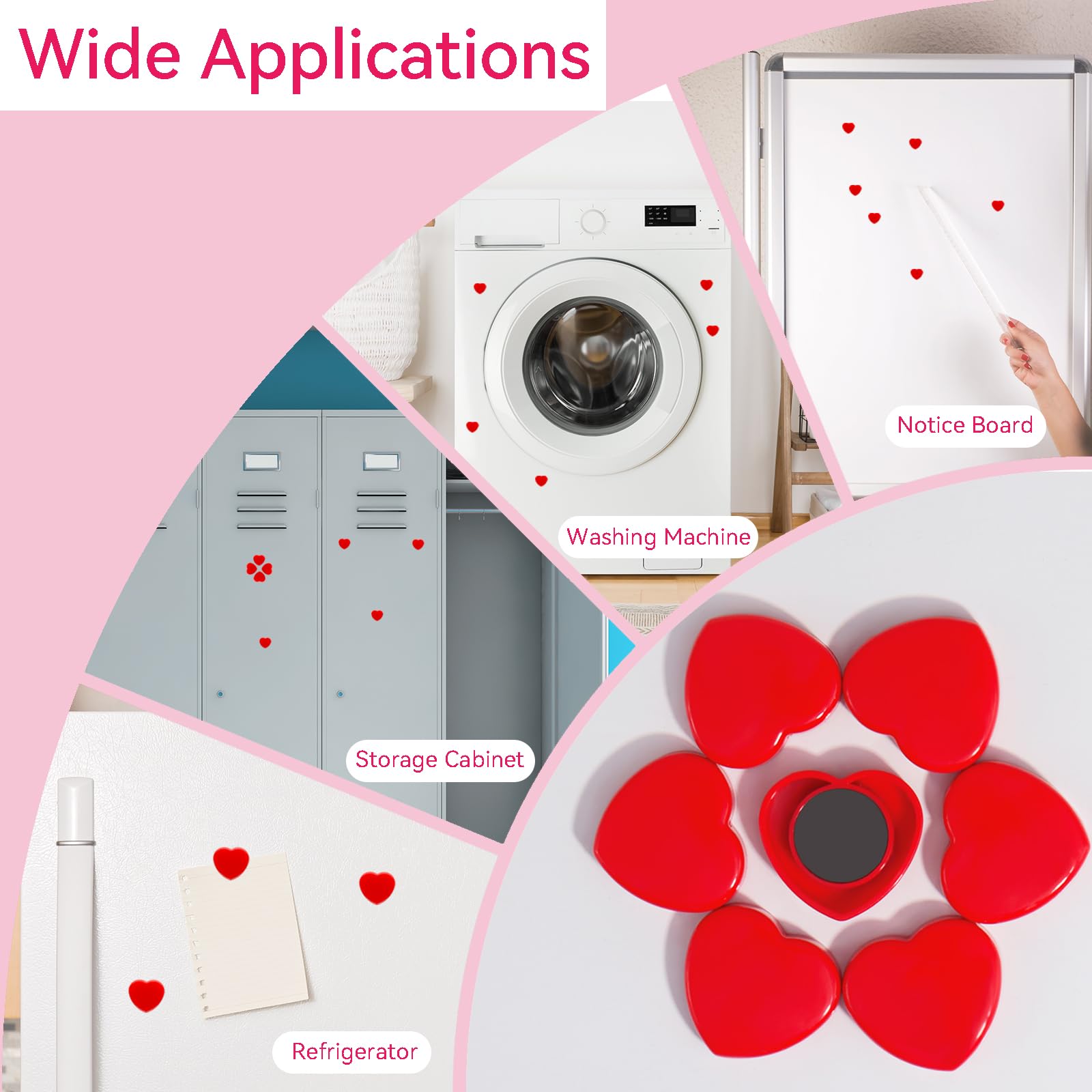 ZDZBLX Fridge Magnets, 30 Pack Strong Magnet, Mini Cute Heart-Shaped Red Magnets for Whiteboard Notice Board, Crafts - Image 3