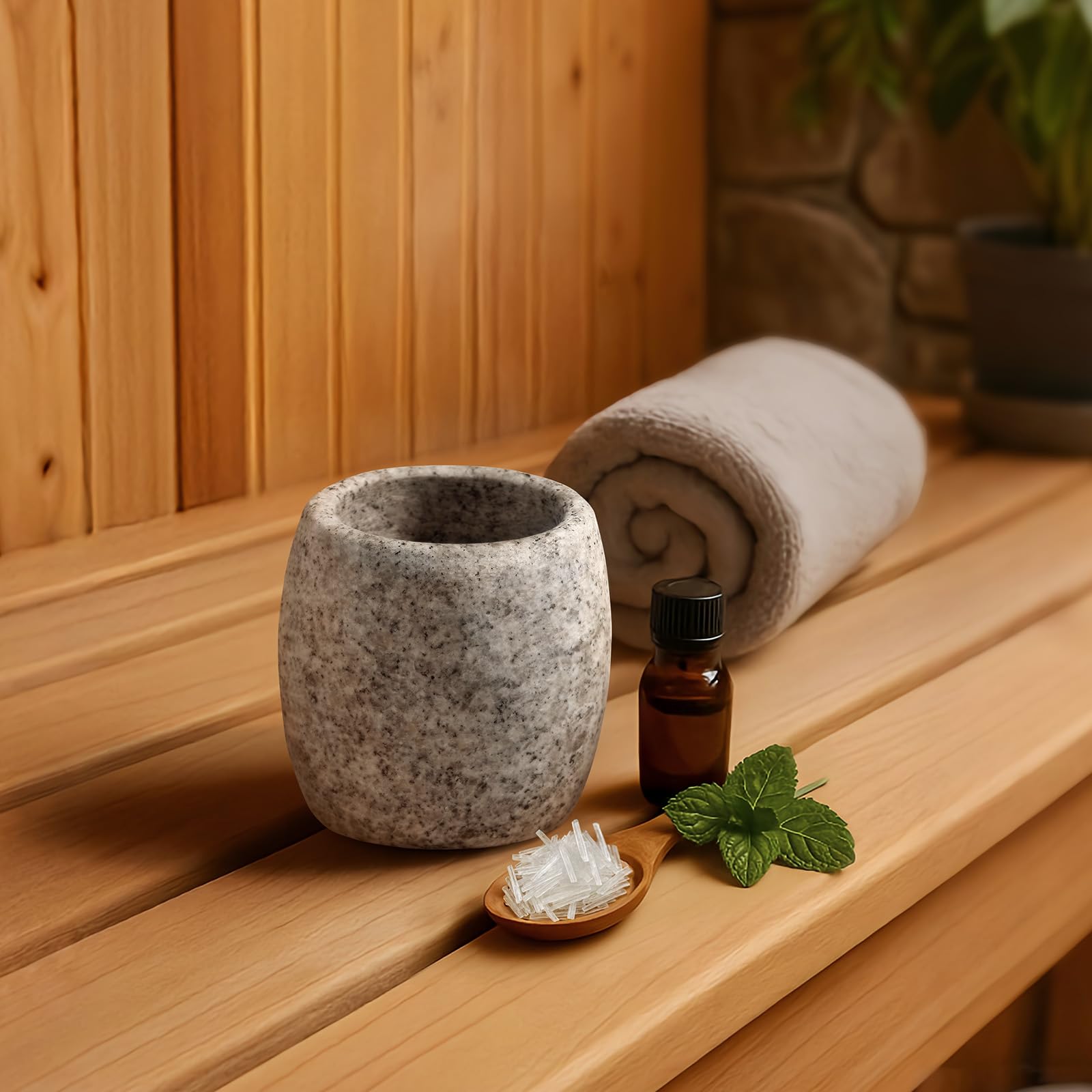 Siegvoll Bol d'évaporation granit 6,5x6,5 cm pour sauna cristaux menthol huiles