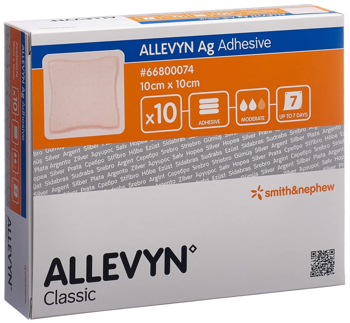 Smith & Nephew Allevyn AG Klebepflaster, 10 x 10 cm, 10 Stück