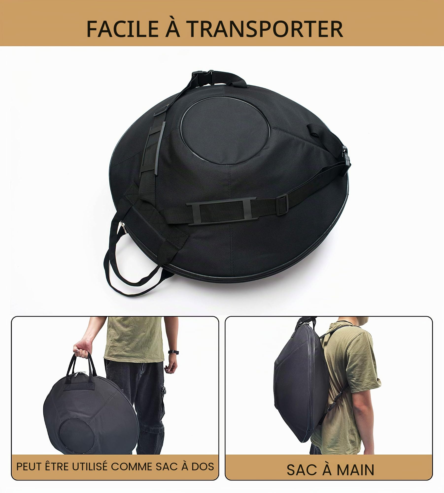 Handpan Drum, 22-Inch D Minor 10-Note 440Hz Adult Steel Hand Drums(Gold) with Handpan Drum Bag,2 Test Mallets,Hand Drum Stand,Music Note Stickers,Maintenance Oil and Wiping Cloth