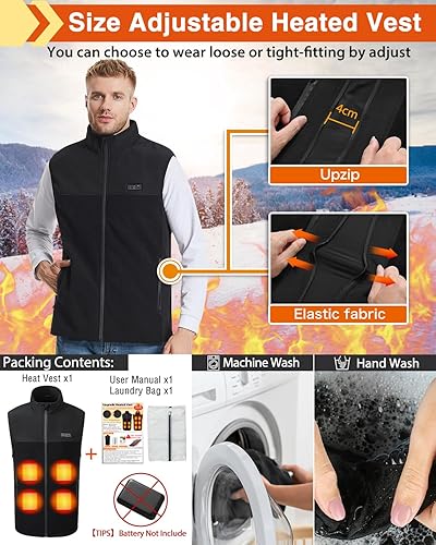 Miniatura 4 de Heated Vest for Men Women - Electric Heating Vest USB Warming Vest Rechargeable Heat Vest (No Battery, Fleece)