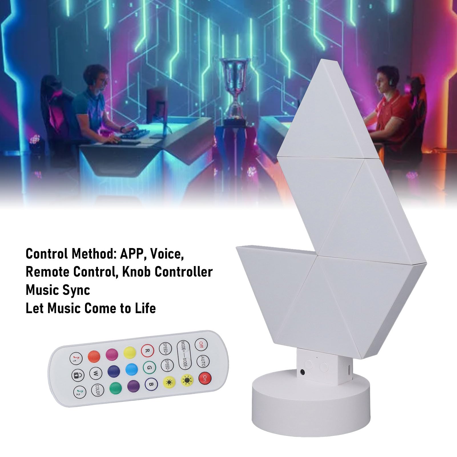 RGB-LED-Lichtpaneele in Dreiecksform, intelligente Wandleuchten mit Musik-Synchronisation, mehrfarbiges Tuya-kompatibles LED-Wandlicht für Gaming‑Zimmer und Schlafzimmerdeko,
