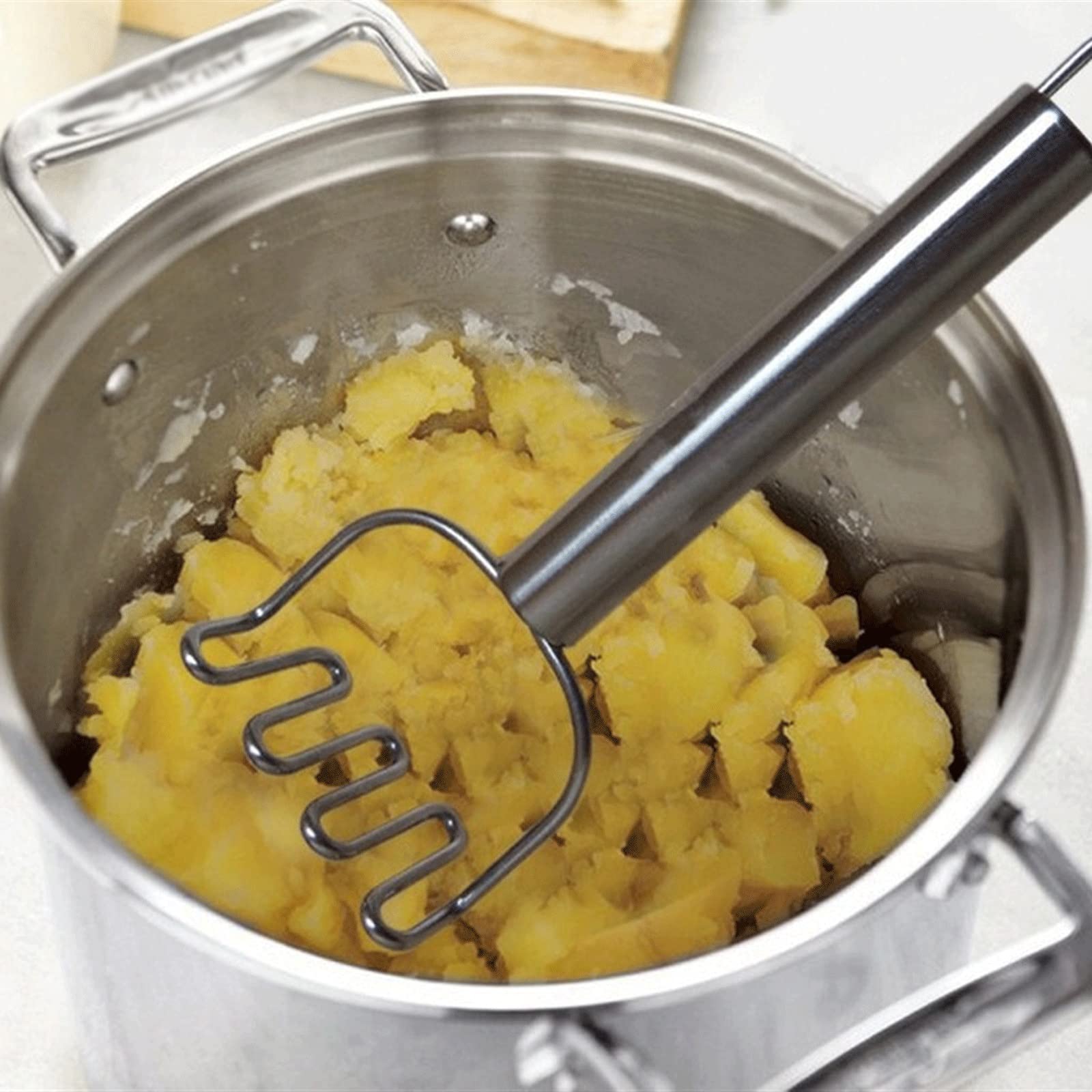 Stampfer aus Edelstahl, Küchenhelfer, wellenförmiger Kartoffelstampfer, Kartoffelstampfer, Kartoffelstampfer, Kartoffelstampfer