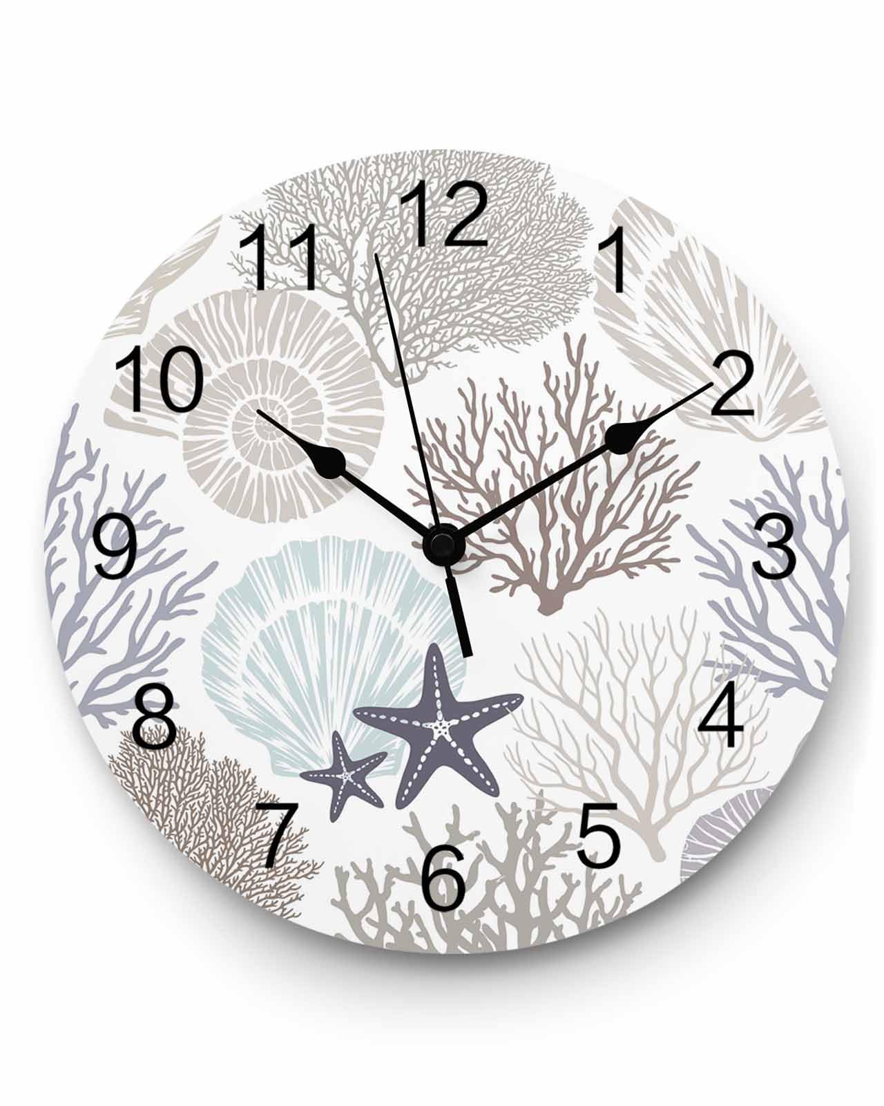 Horloge murale nautique pour salon et cuisine design gris en PVC