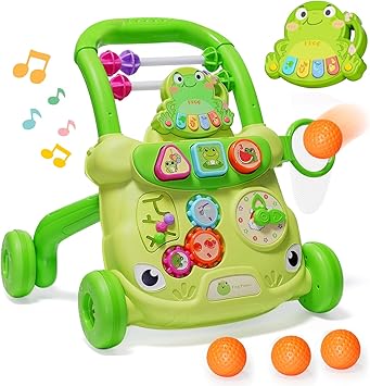 Baby Walker Toys,Push Walker for Boys & Girls Learning to Walk,Sit to Stand Early Educational Toys,Activity Center for Infant,Christmas Birthday Gift for Toddler 6-18 Months,Green