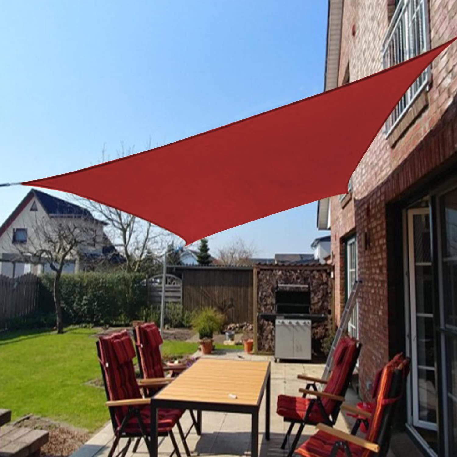 Coarbor Waterproof Sun Shade Sail 8'x12' Rectangle Canopy Shade Cover for Patio Outdoor Backyard Lawn Garden Pergola, Red